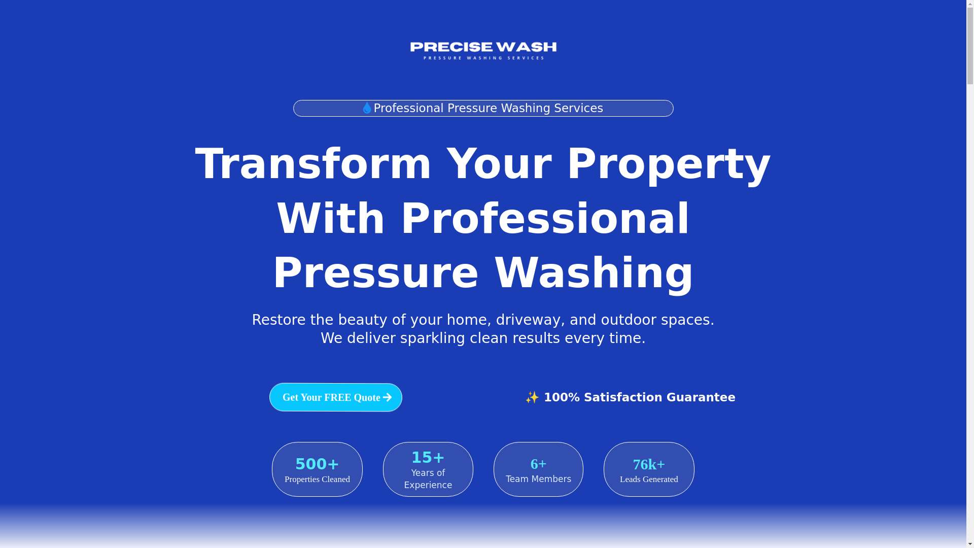 website screenshot of https://precise-wash.com/