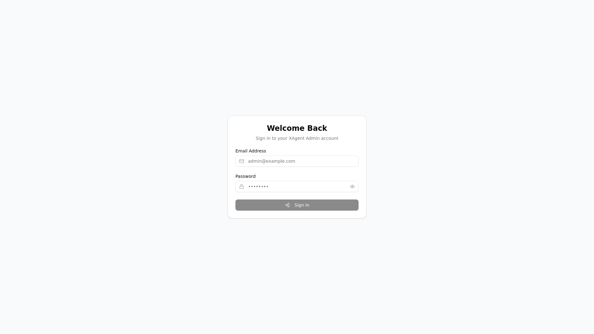 website screenshot of https://xagent-admin-dashboard.pages.dev/