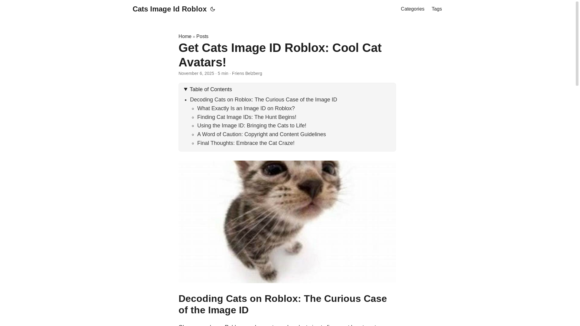 website screenshot of https://cats-image-id-roblox.pages.dev/