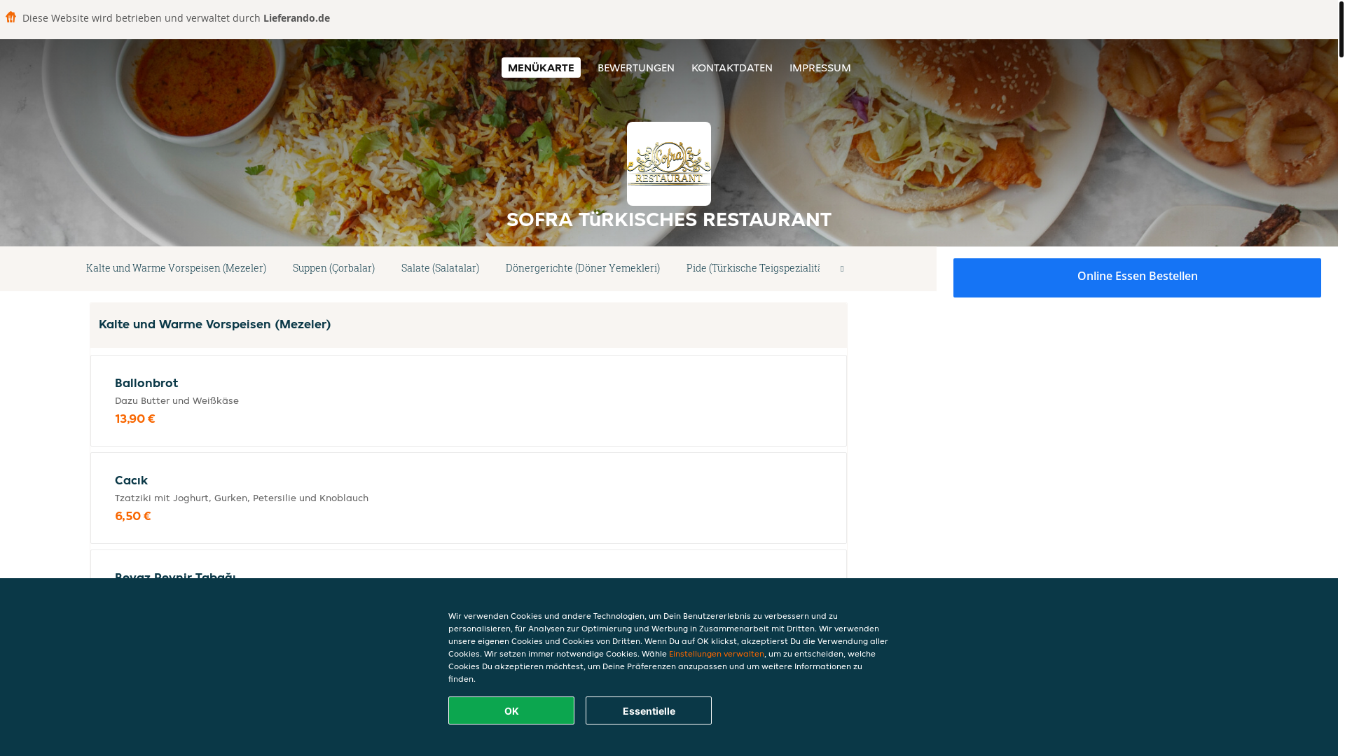 website screenshot of https://sofraturkischesrestaurant-bochum.de/