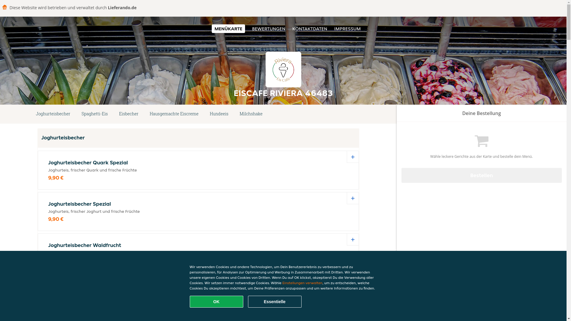 website screenshot of https://eiscaferiviera-wesel.de/