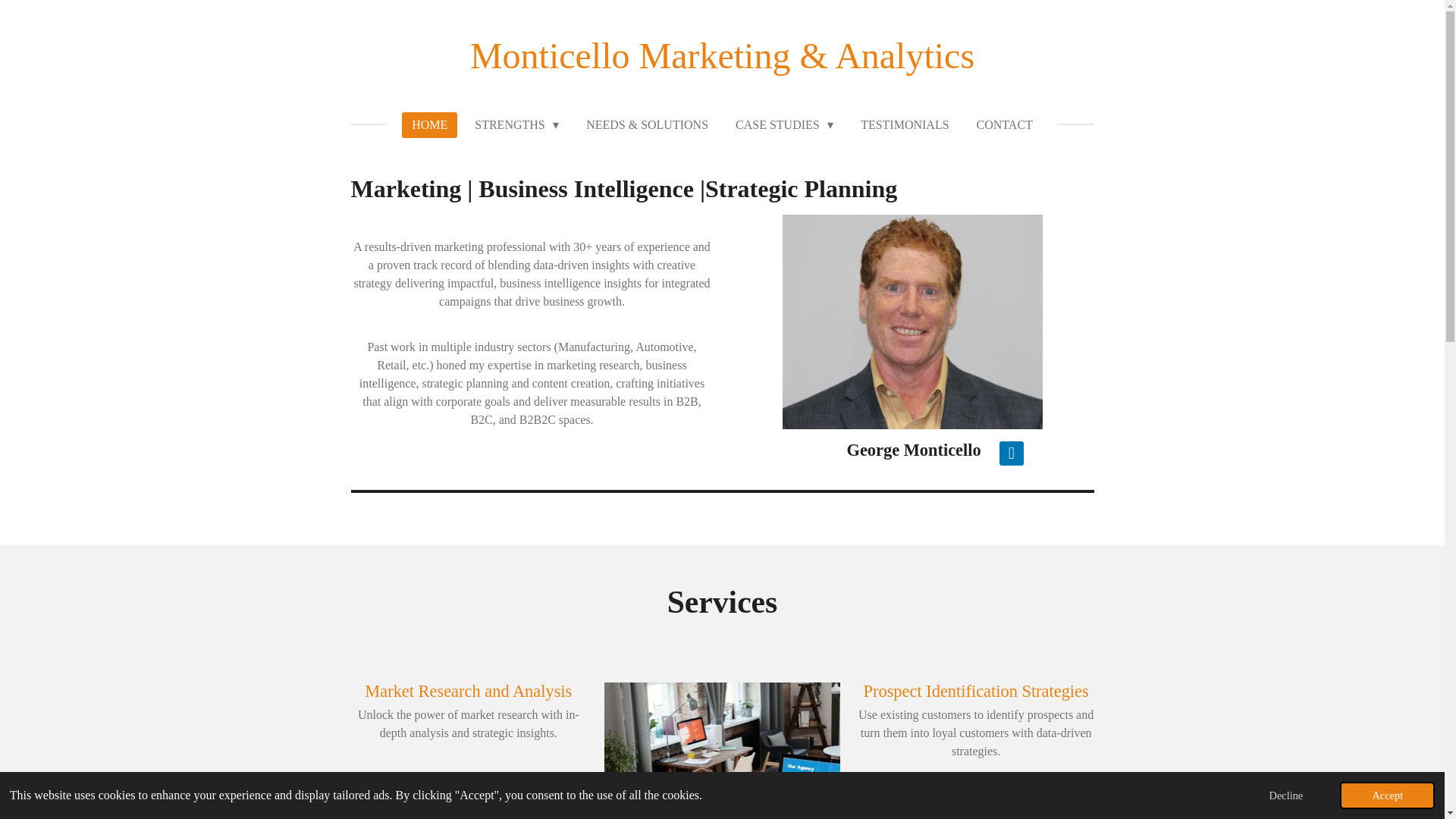 website screenshot of https://monticello-analytics.com/