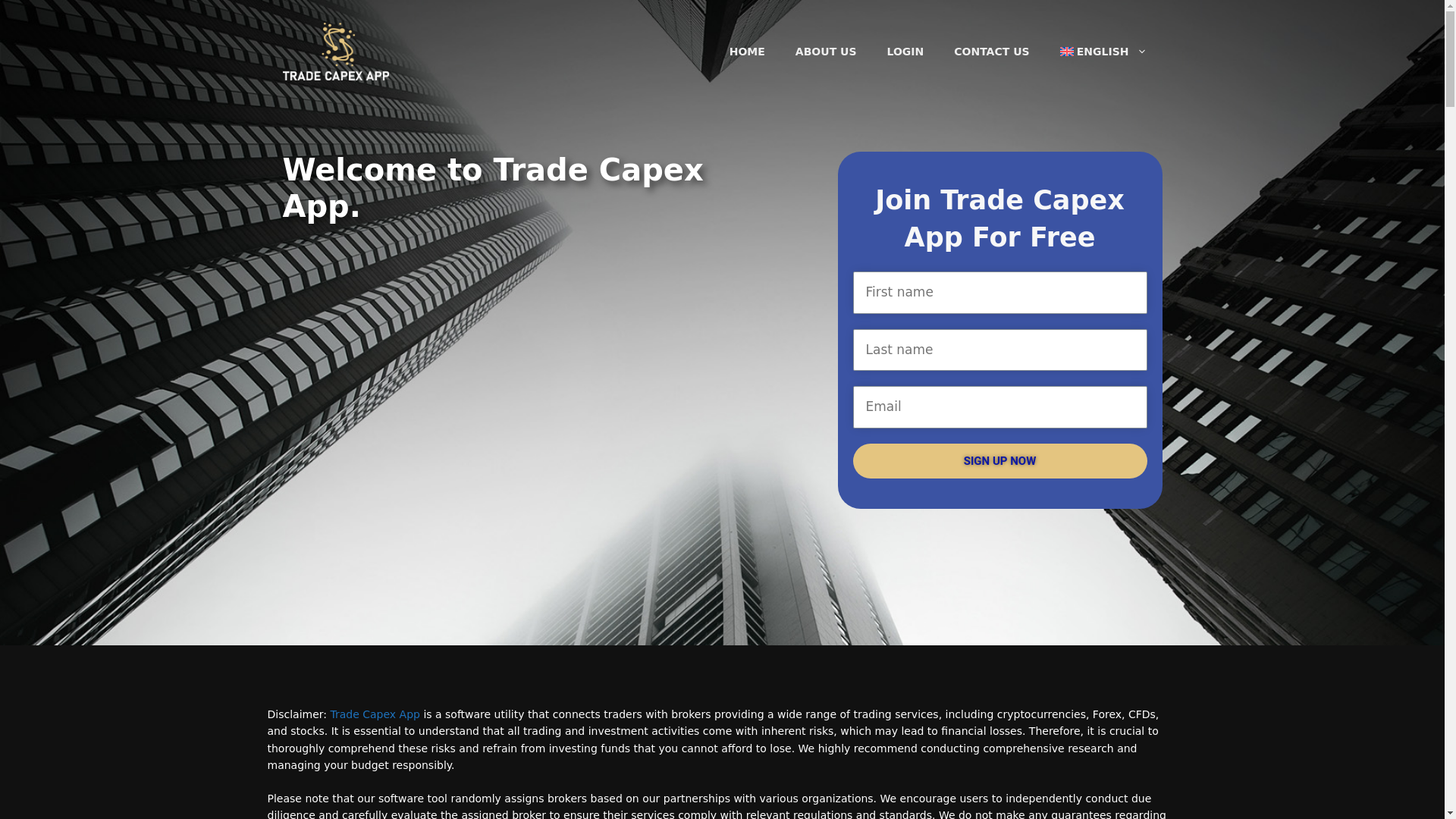 website screenshot of http://tradecapexapp.com