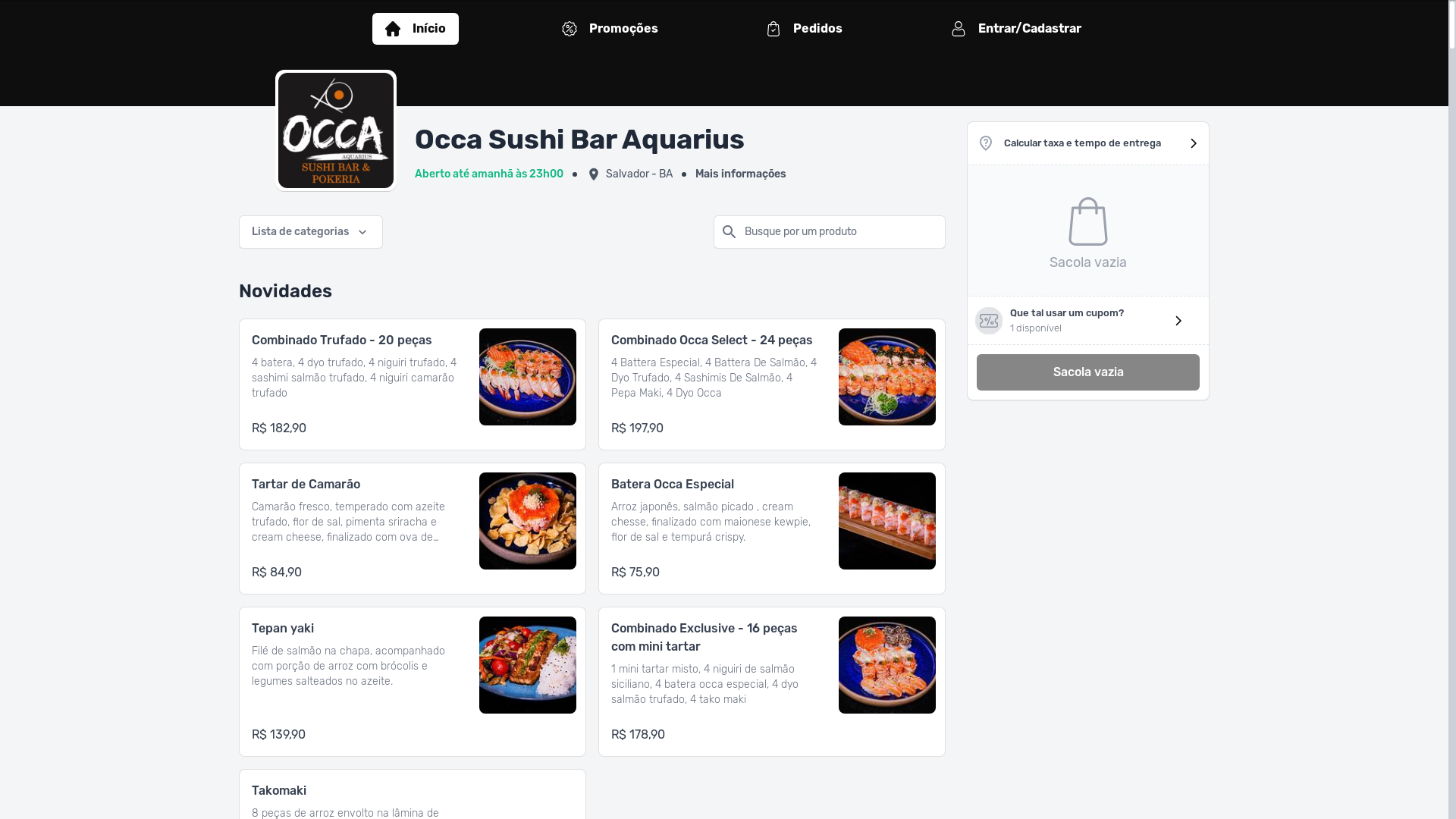 website screenshot of https://occasushiaquarius.com.br/