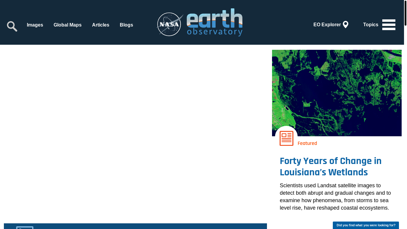 website screenshot of https://eob.gsfc.nasa.gov/