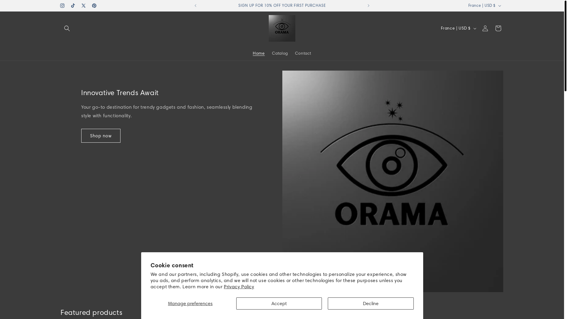 website screenshot of https://globalorama.store/