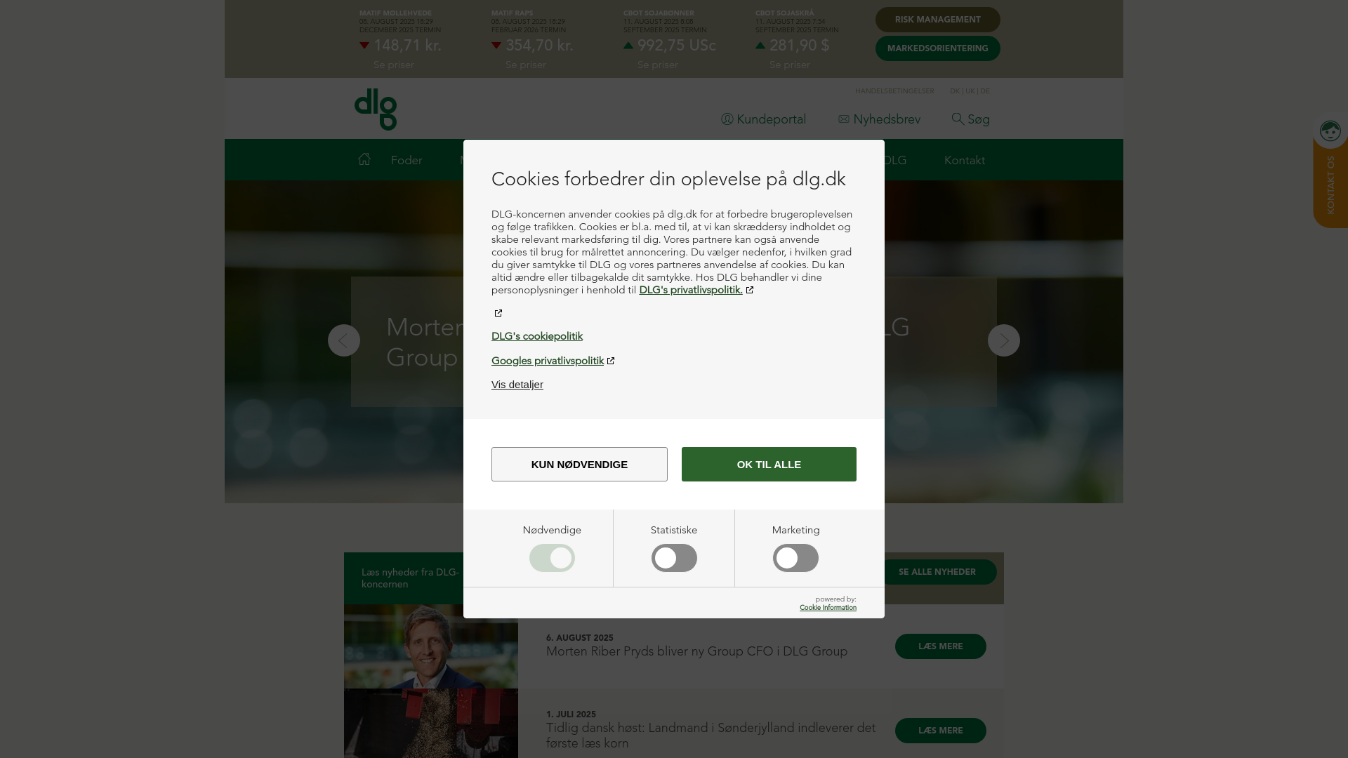 website screenshot of https://dlg.dk/