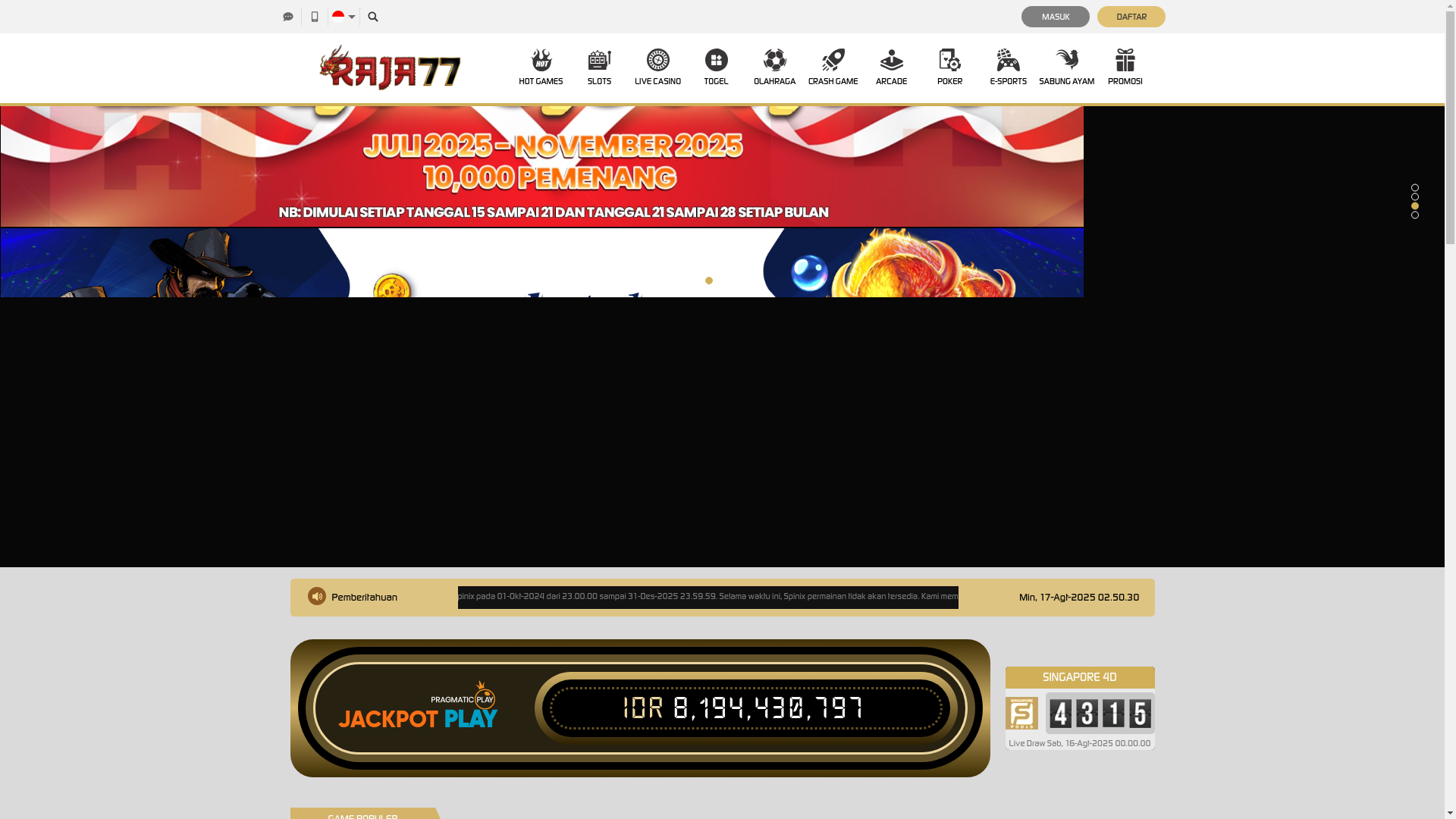website screenshot of https://raja77angin.com/