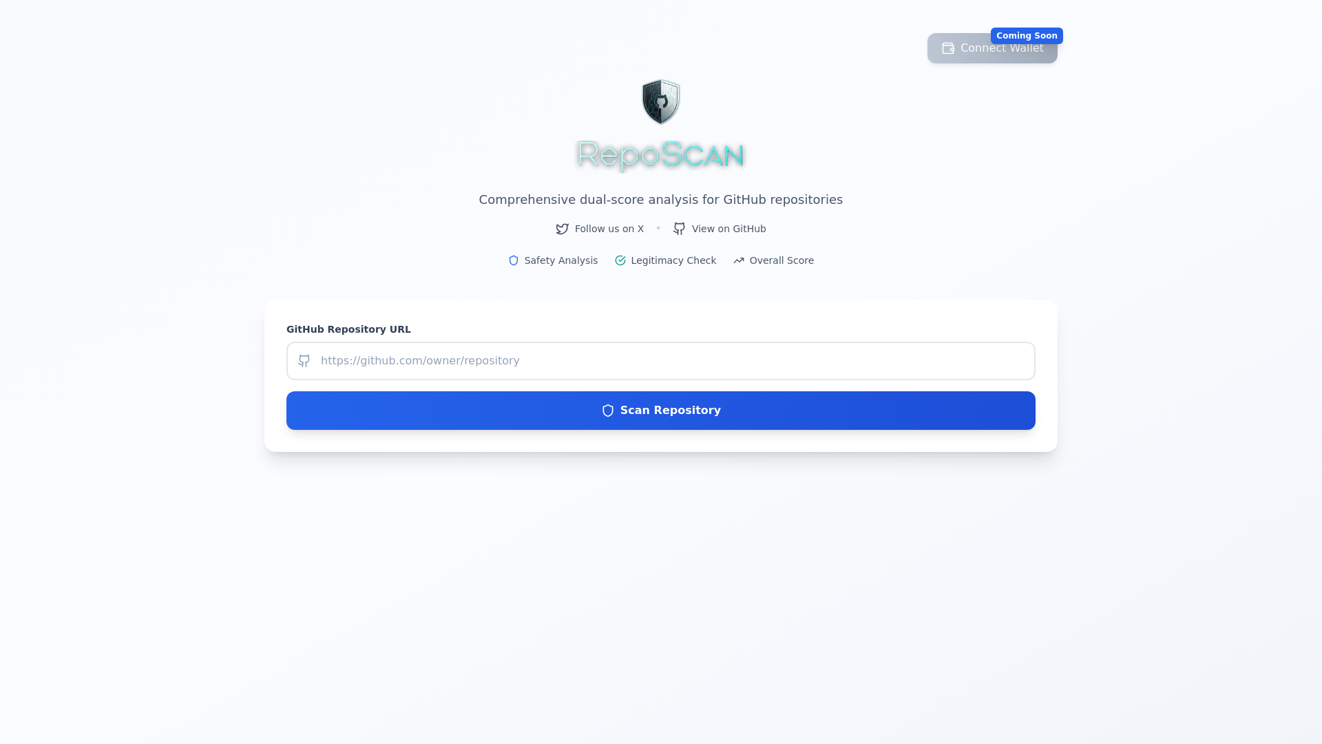website screenshot of https://reposcan.pro/