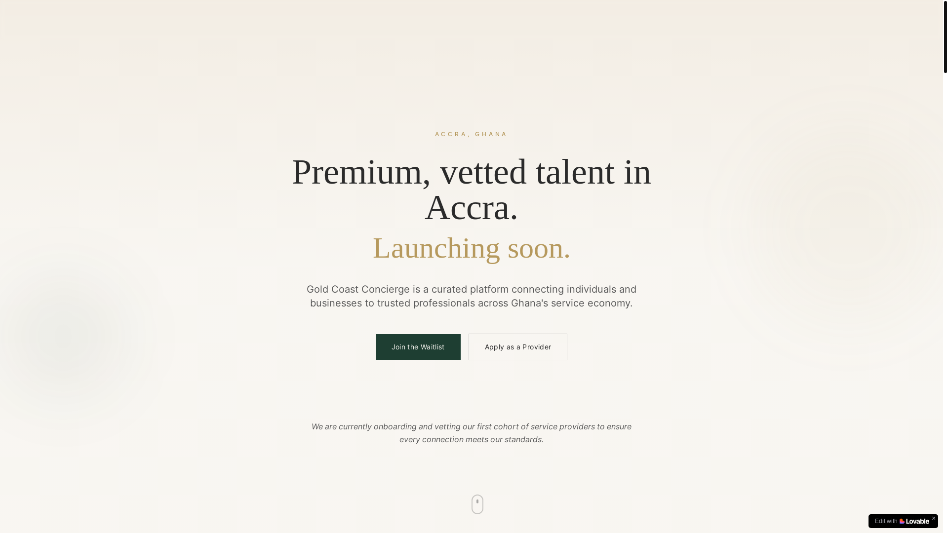 website screenshot of https://thegoldcoastconcierge.com/
