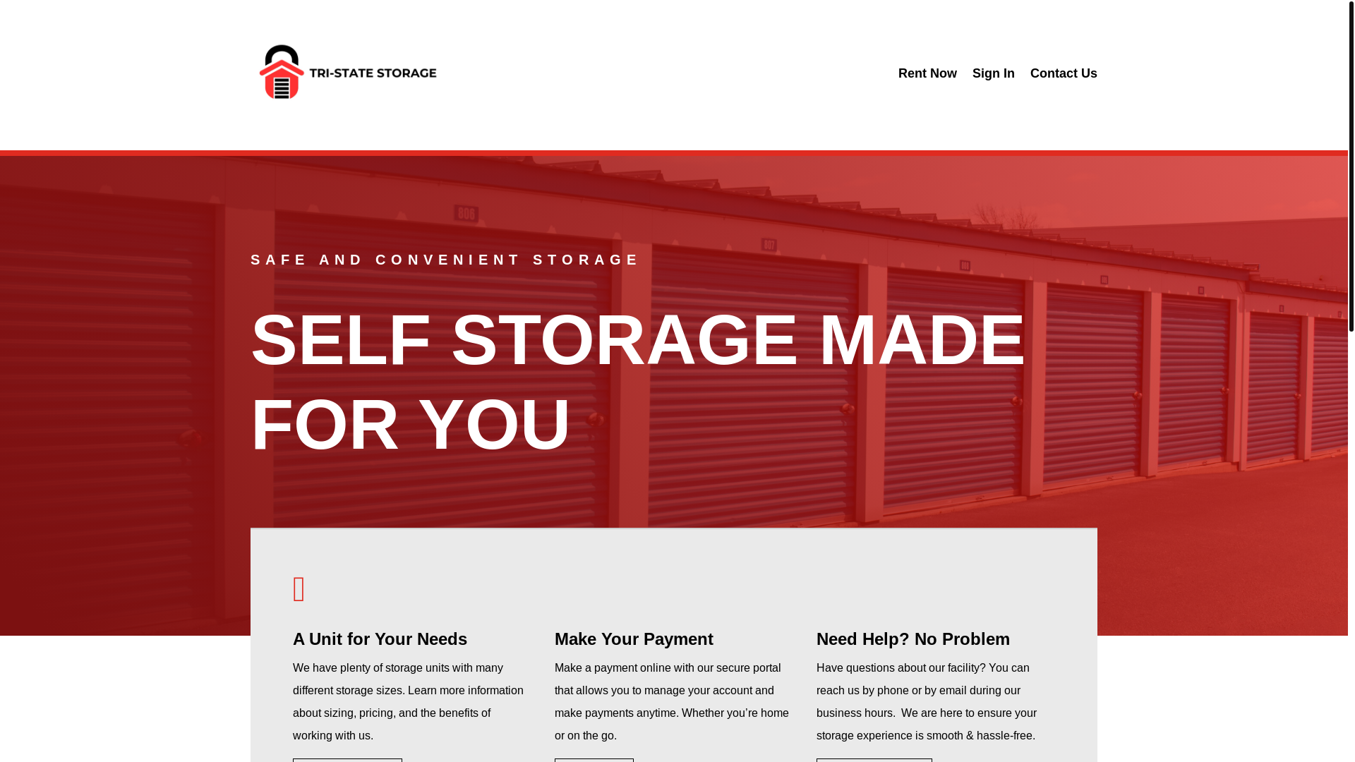 website screenshot of https://tristatesstorage.com/