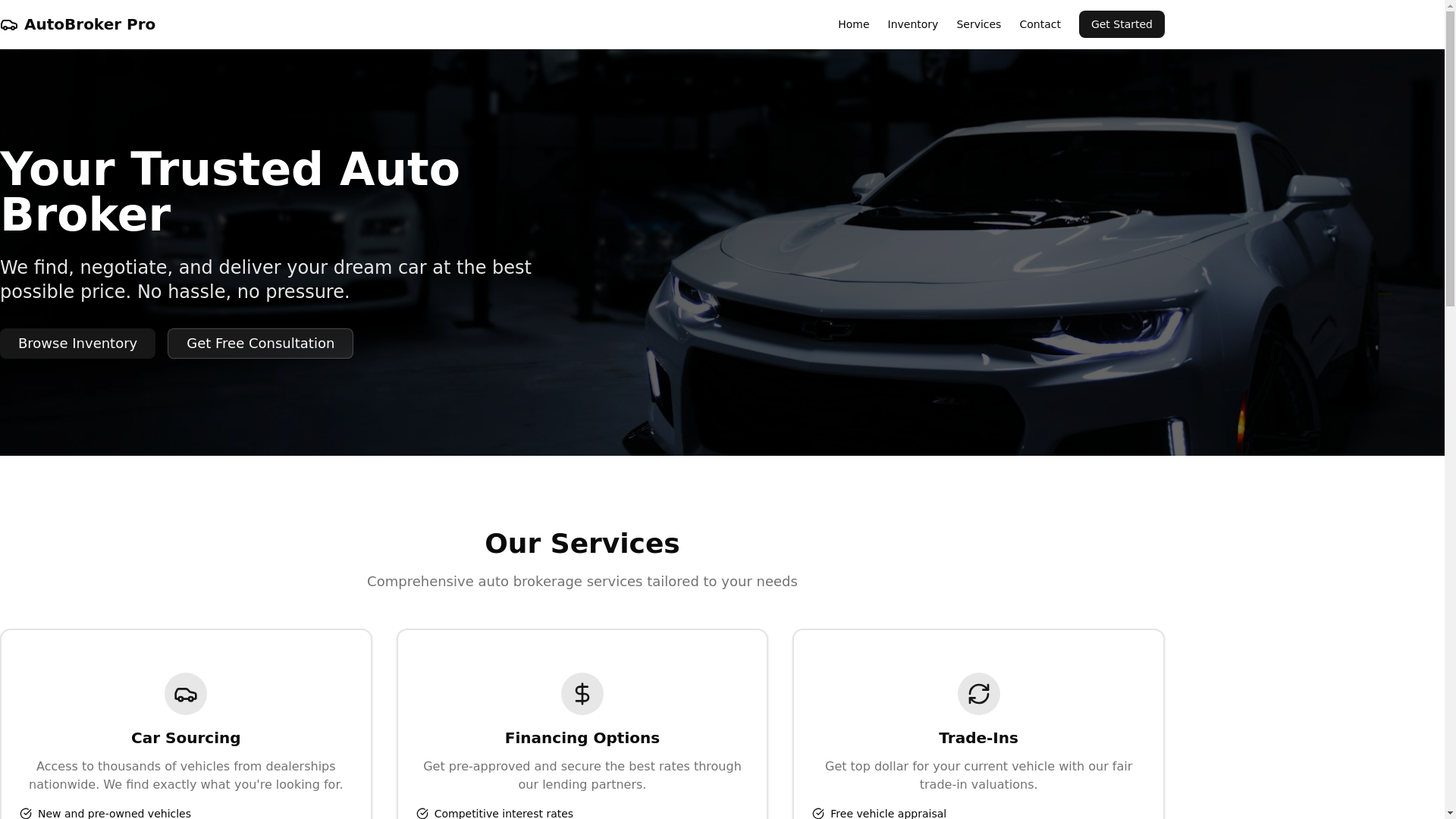 website screenshot of https://autobrokepro.com/