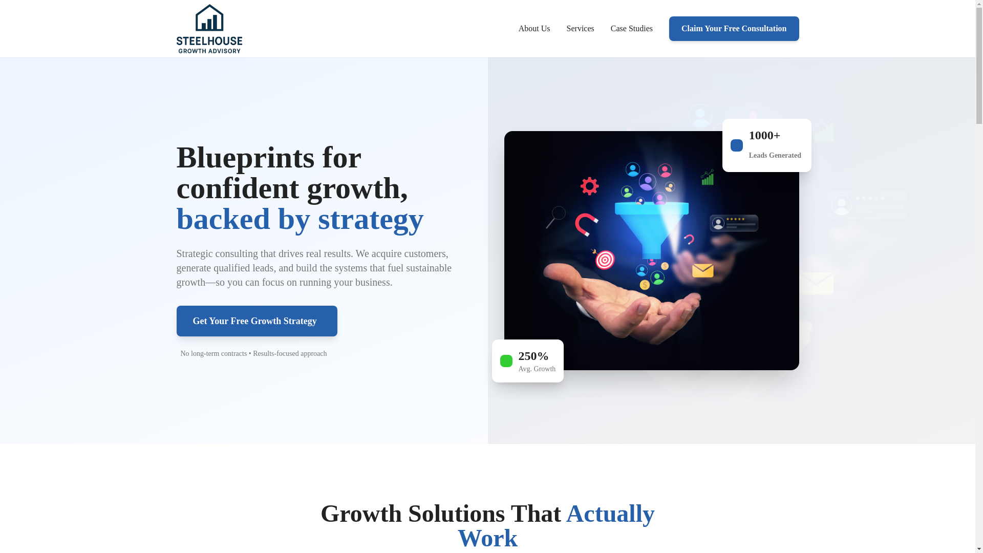 website screenshot of https://steelhouseadvisors.com/