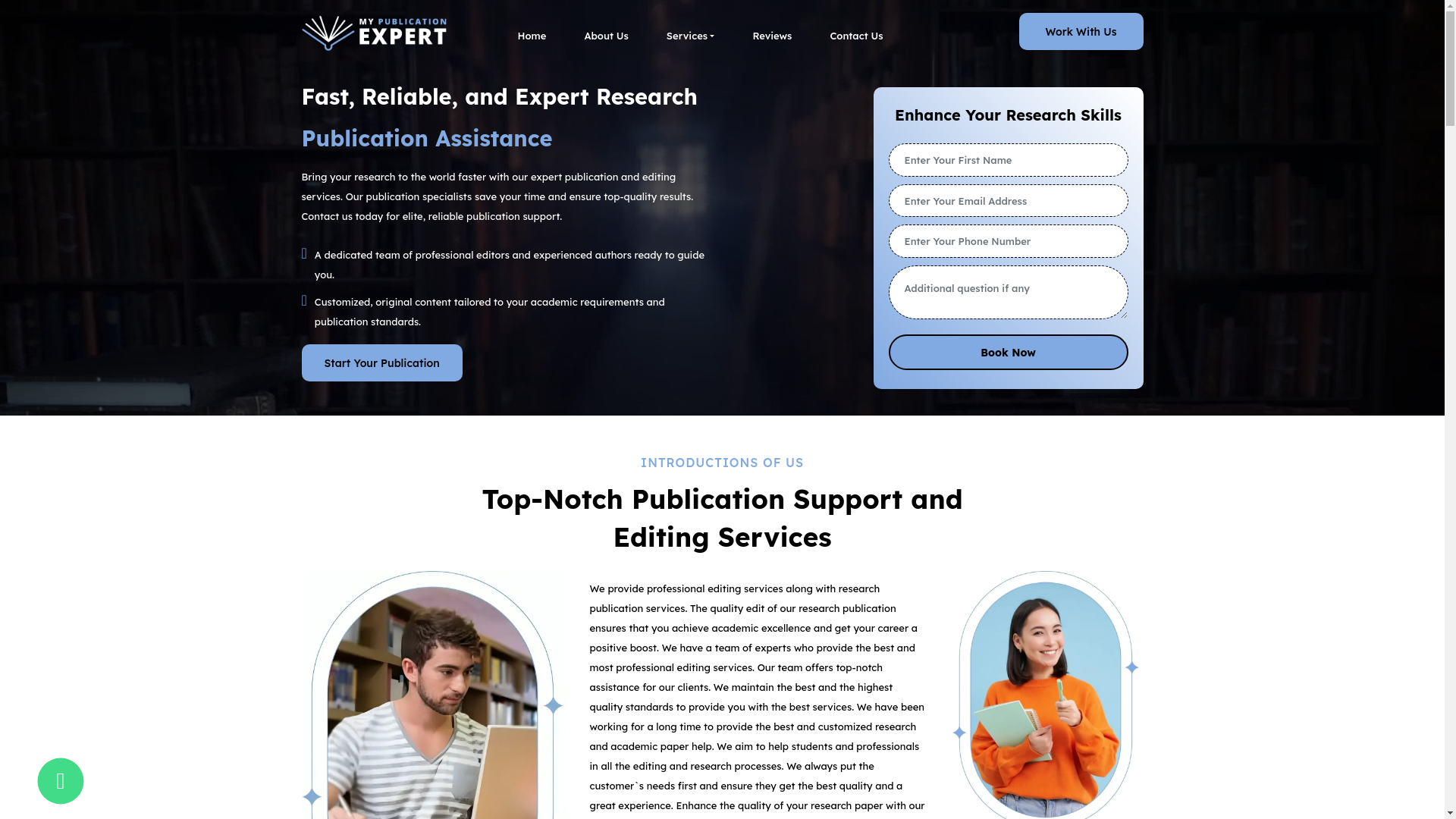 website screenshot of https://mypublicationexpert.com/