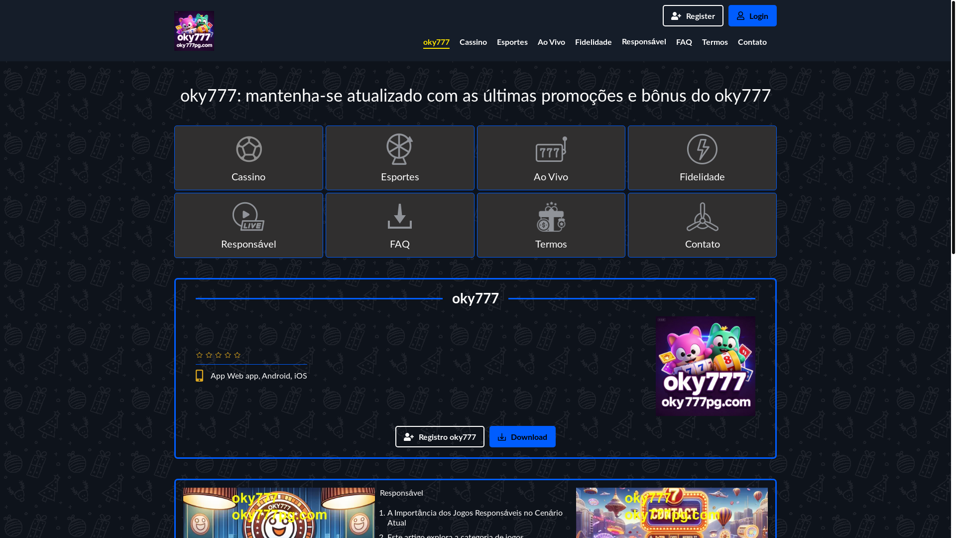 website screenshot of https://oky777pg.com/