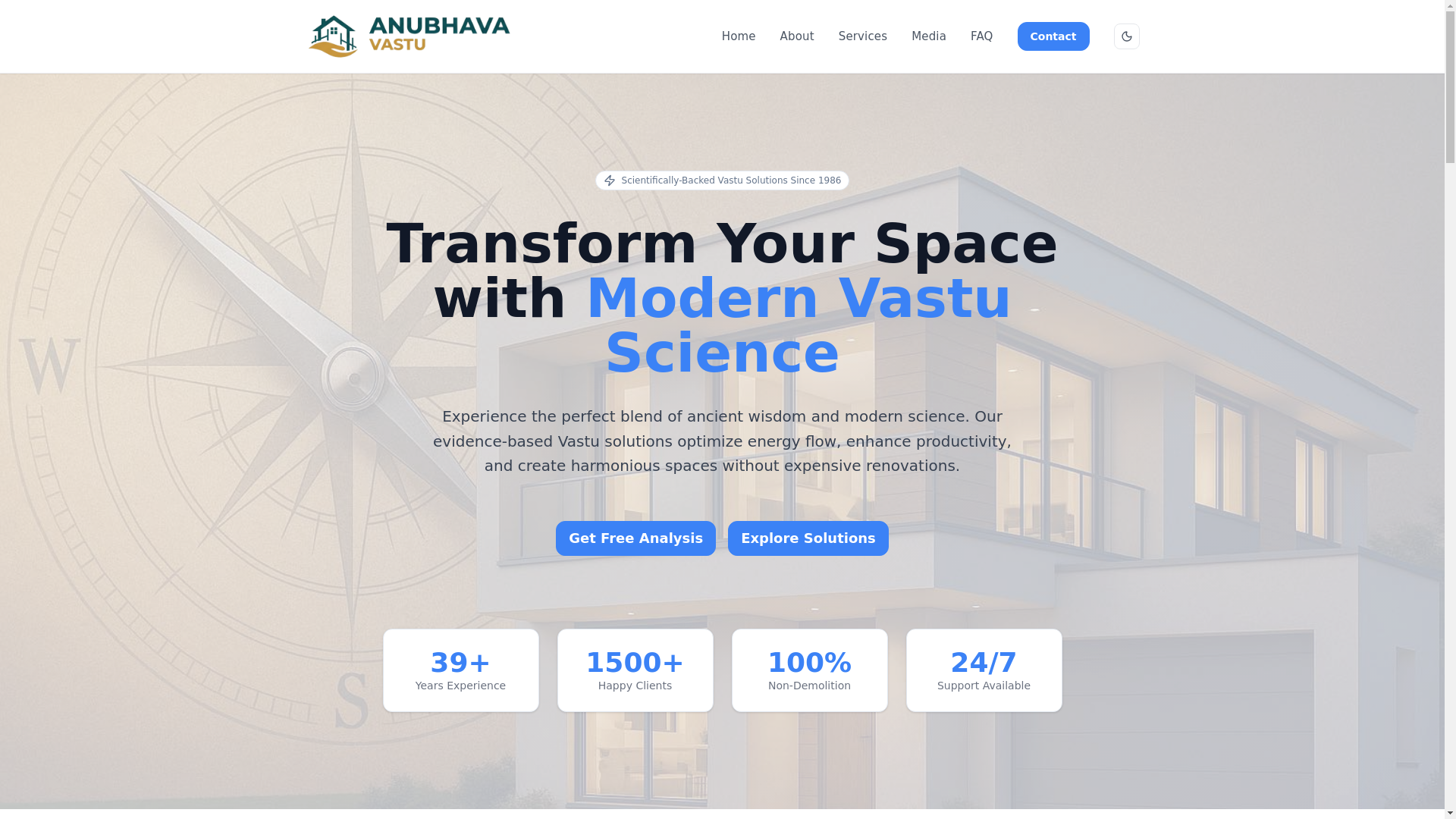 website screenshot of https://anubhavavastu.com/