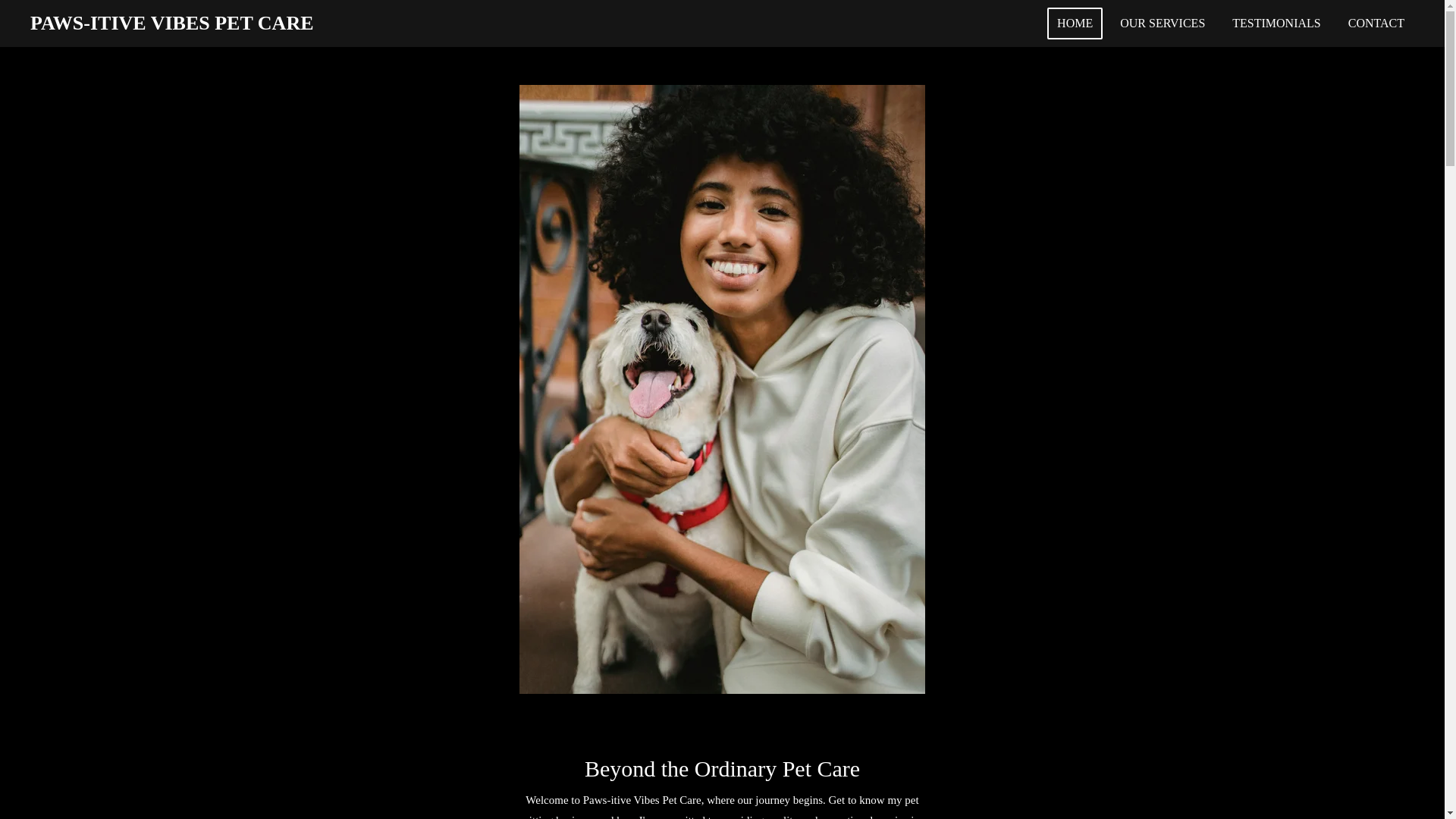 website screenshot of https://paws-itive-vibes-pet-care.com/