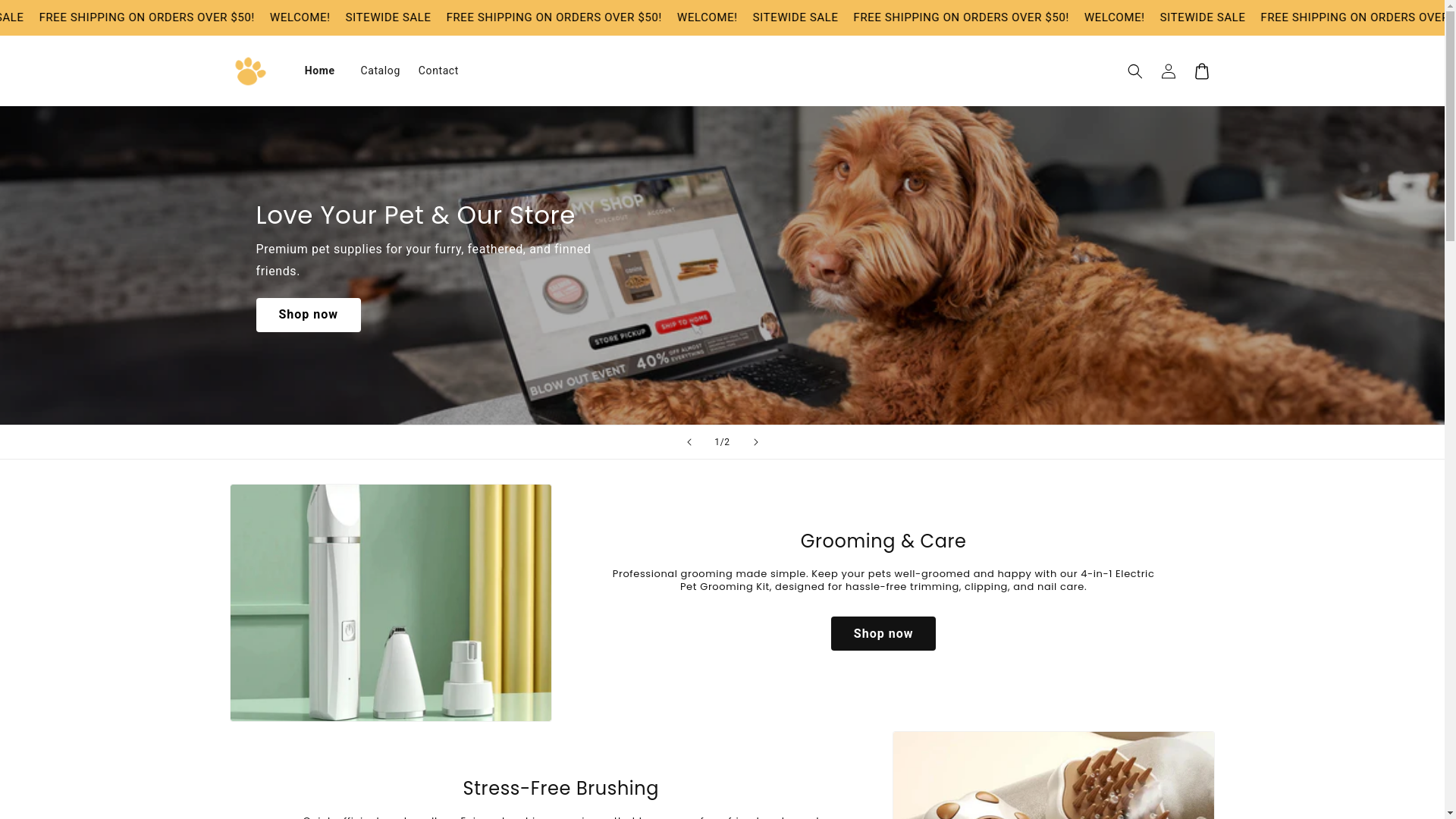 website screenshot of https://fancypantspets.store/