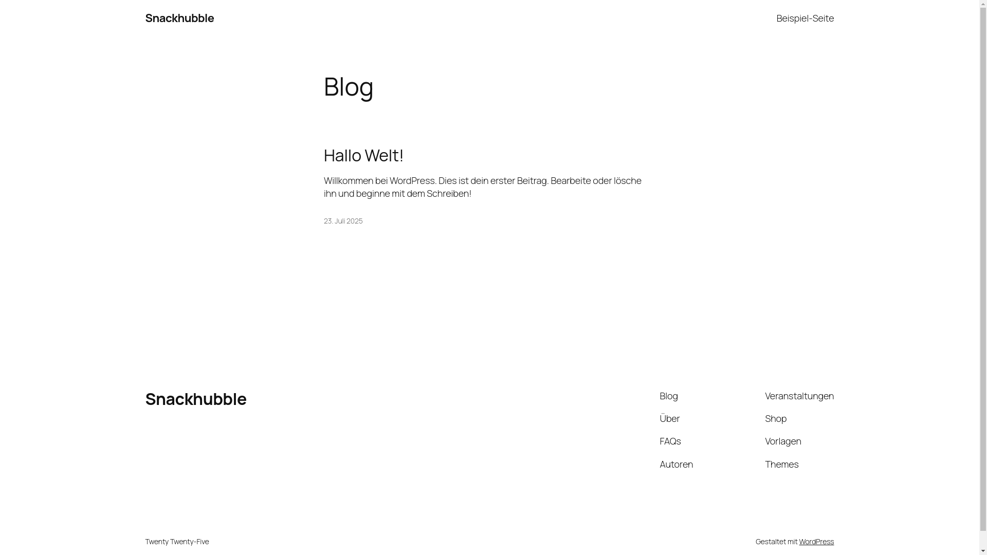 website screenshot of https://snackhubble.de/