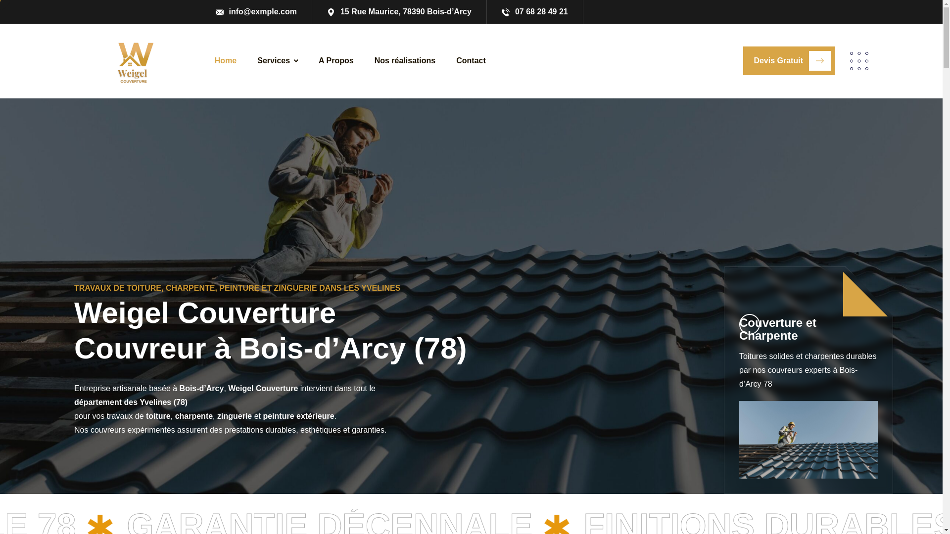 website screenshot of https://weigelcouverture.fr/