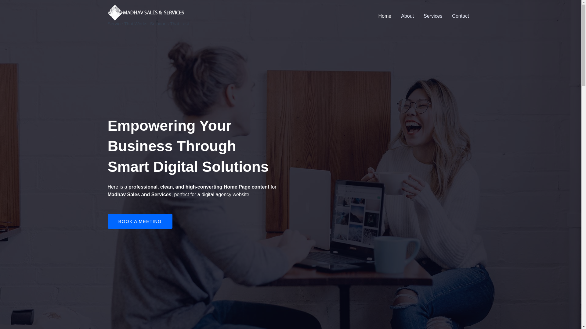 website screenshot of https://madhavsalesandservices.com/