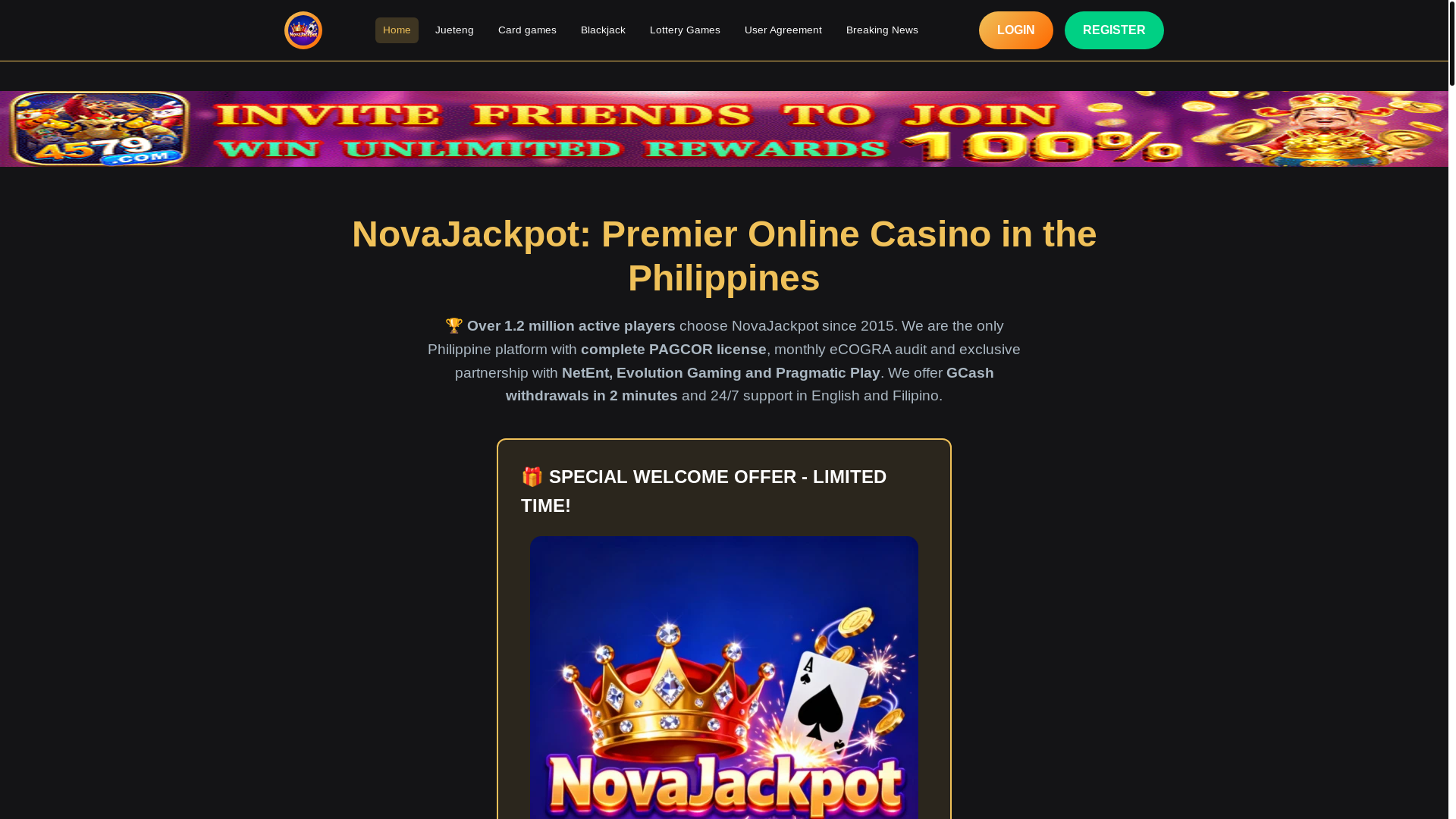 website screenshot of https://novajackpot8.com/