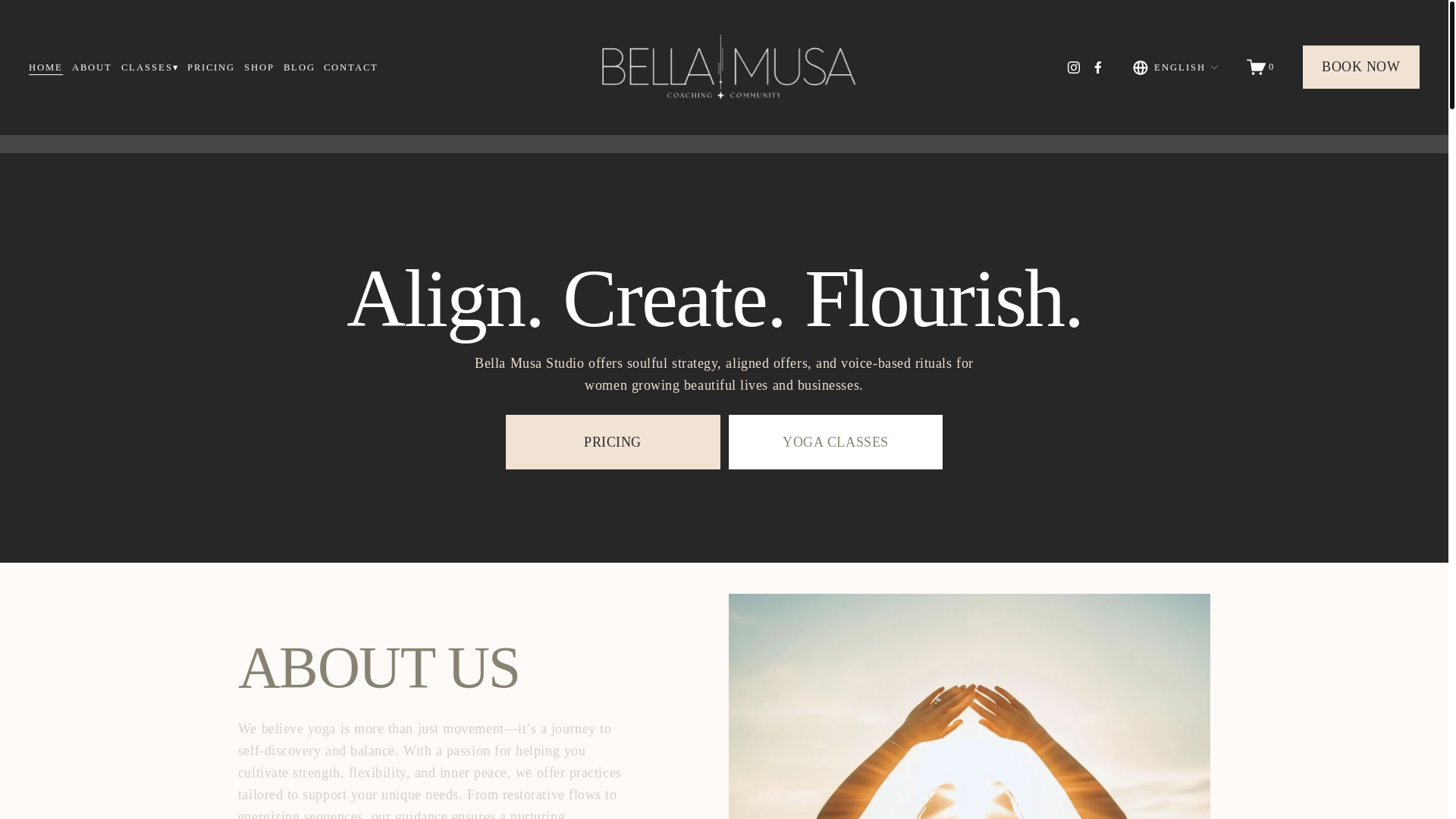 website screenshot of https://bellamusastudio.com/