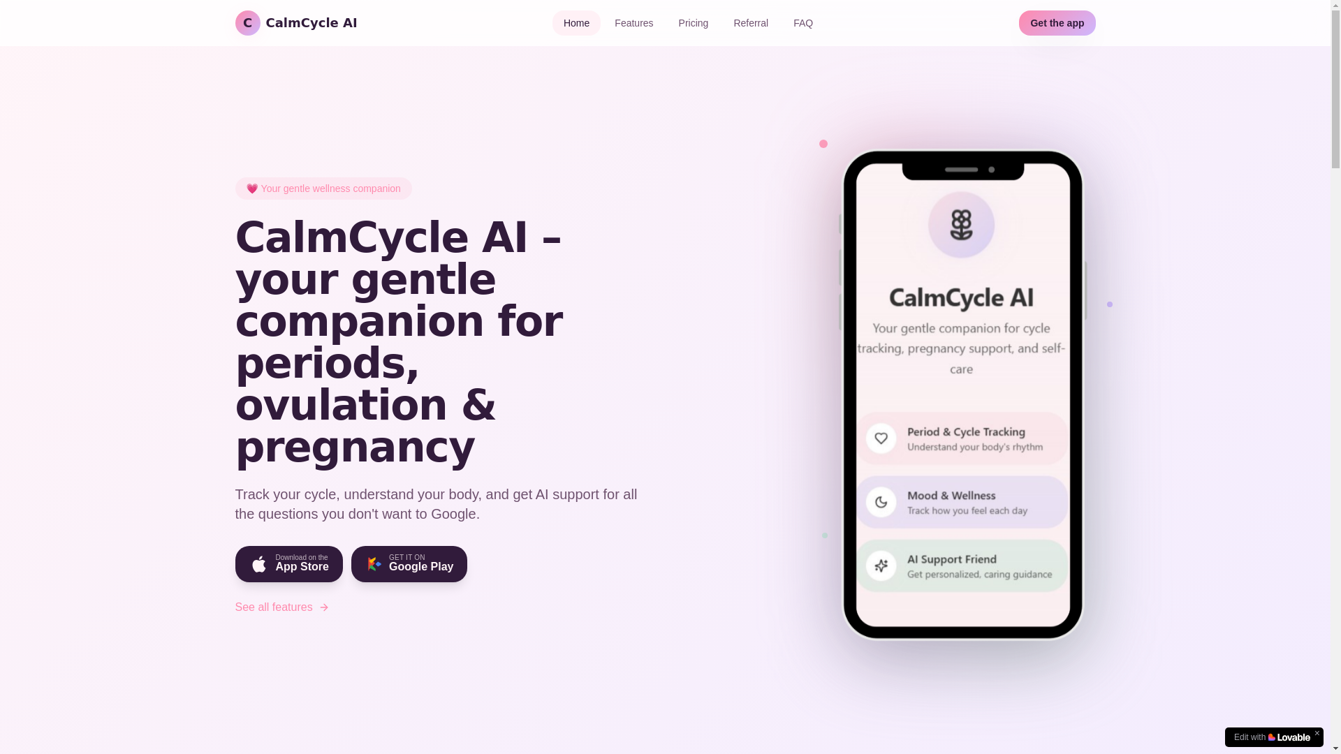 website screenshot of https://calmcycleai.com/