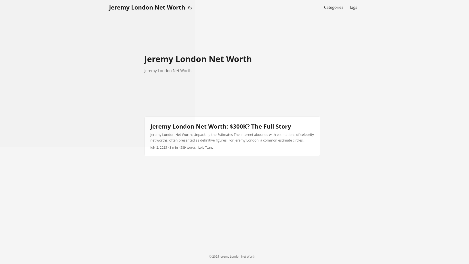 website screenshot of https://jeremy-london-net-worth.pages.dev/