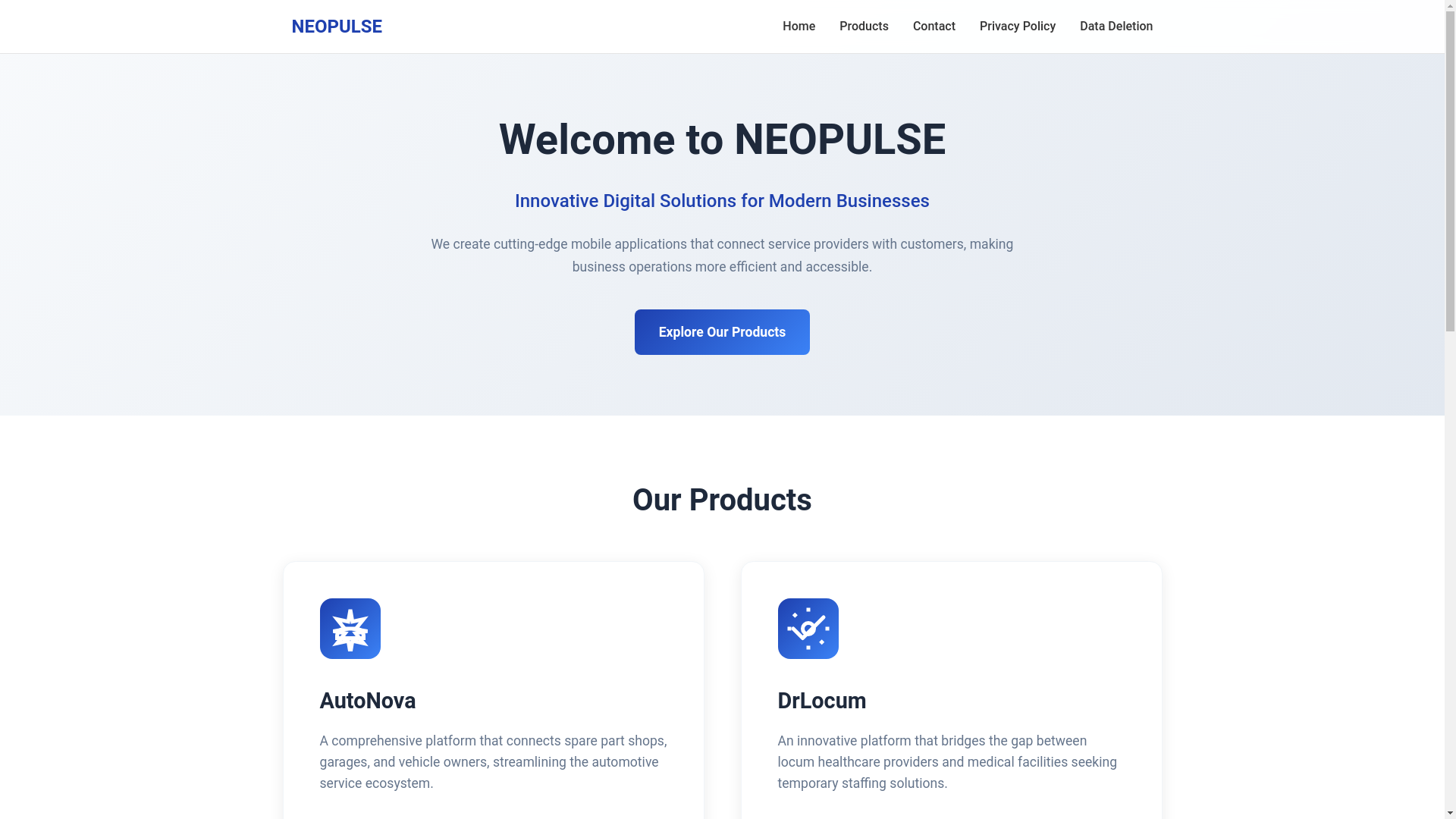 website screenshot of https://neopulse-website.pages.dev/