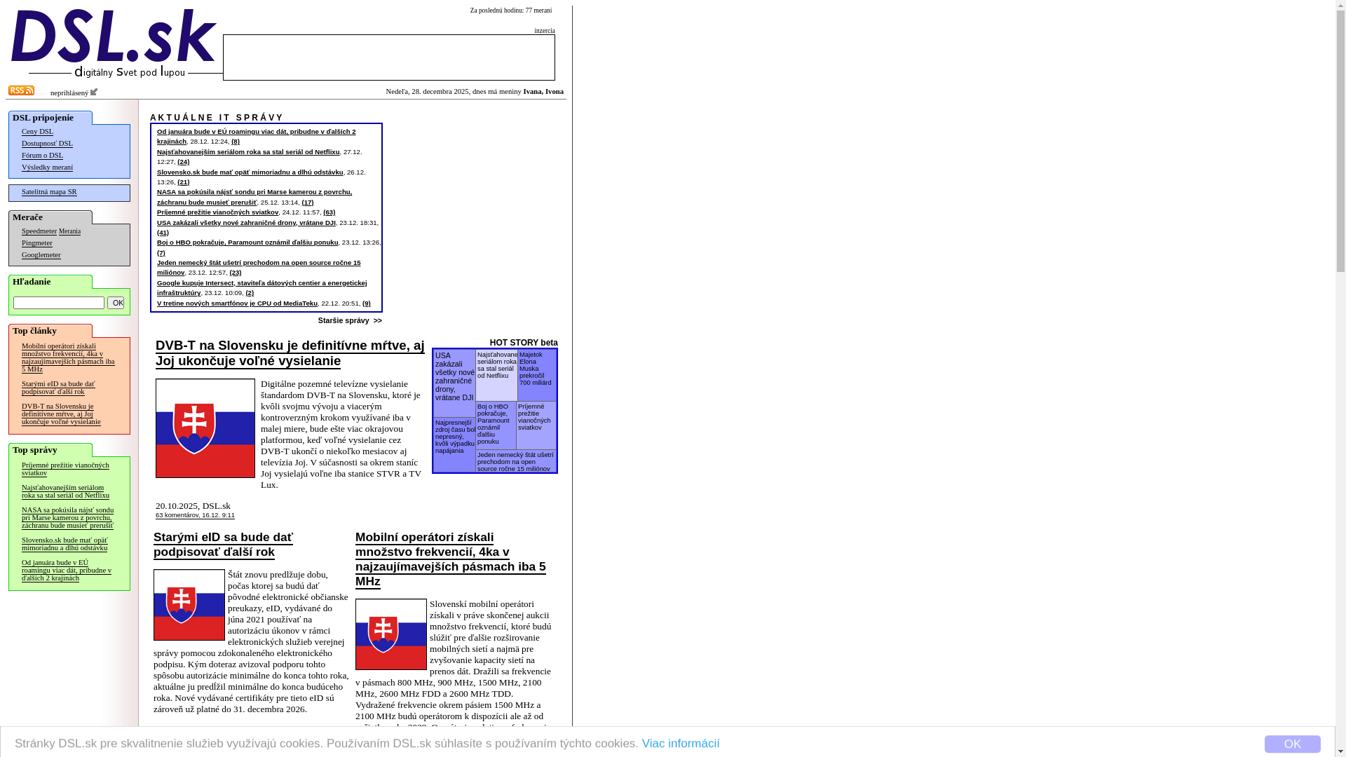 website screenshot of https://dsl.sk/