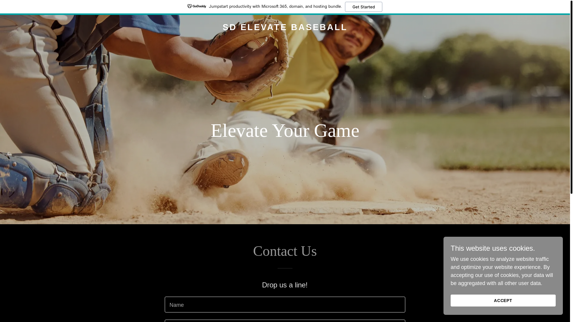 website screenshot of https://sdelevatebaseball.com/