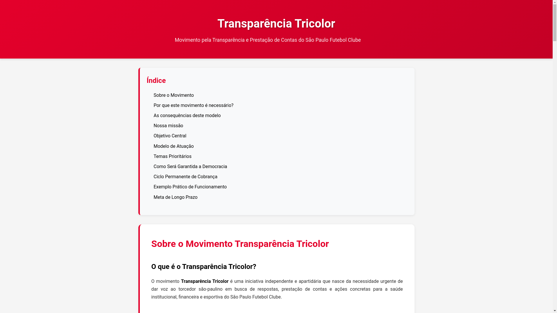 website screenshot of https://transparenciatricolor.com.br/