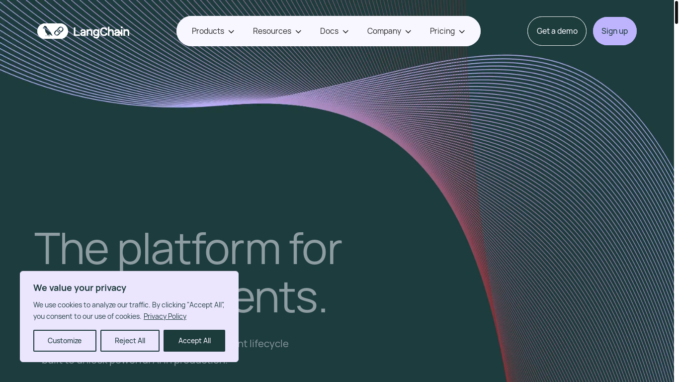 website screenshot of https://langchain.com/