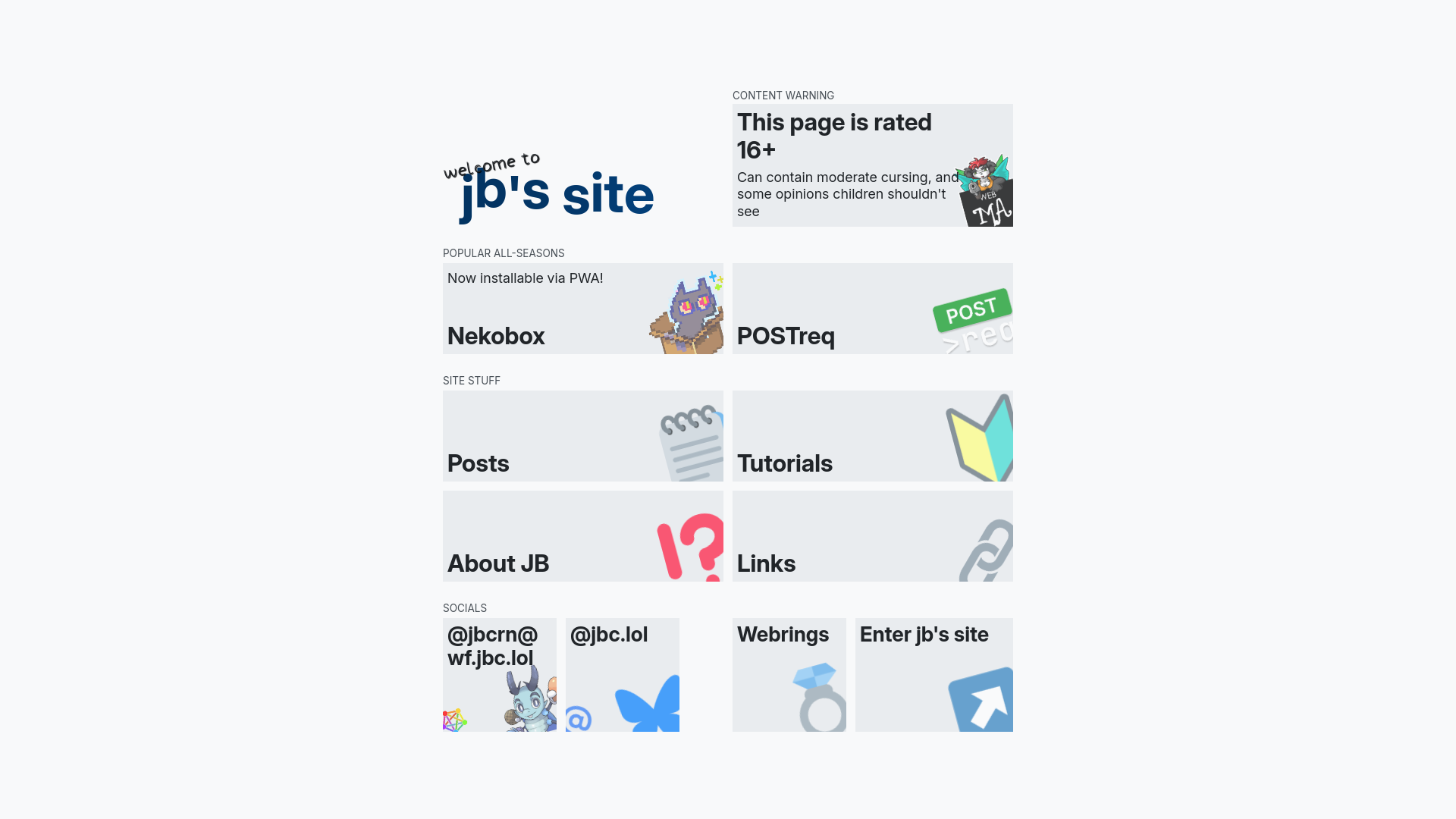 website screenshot of https://jbc.lol/