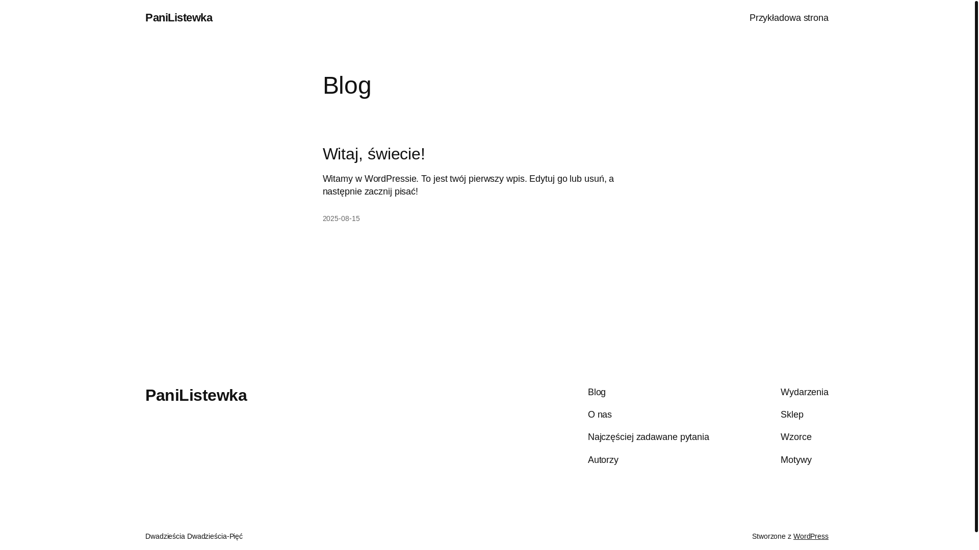 website screenshot of https://panilistewka.pl/