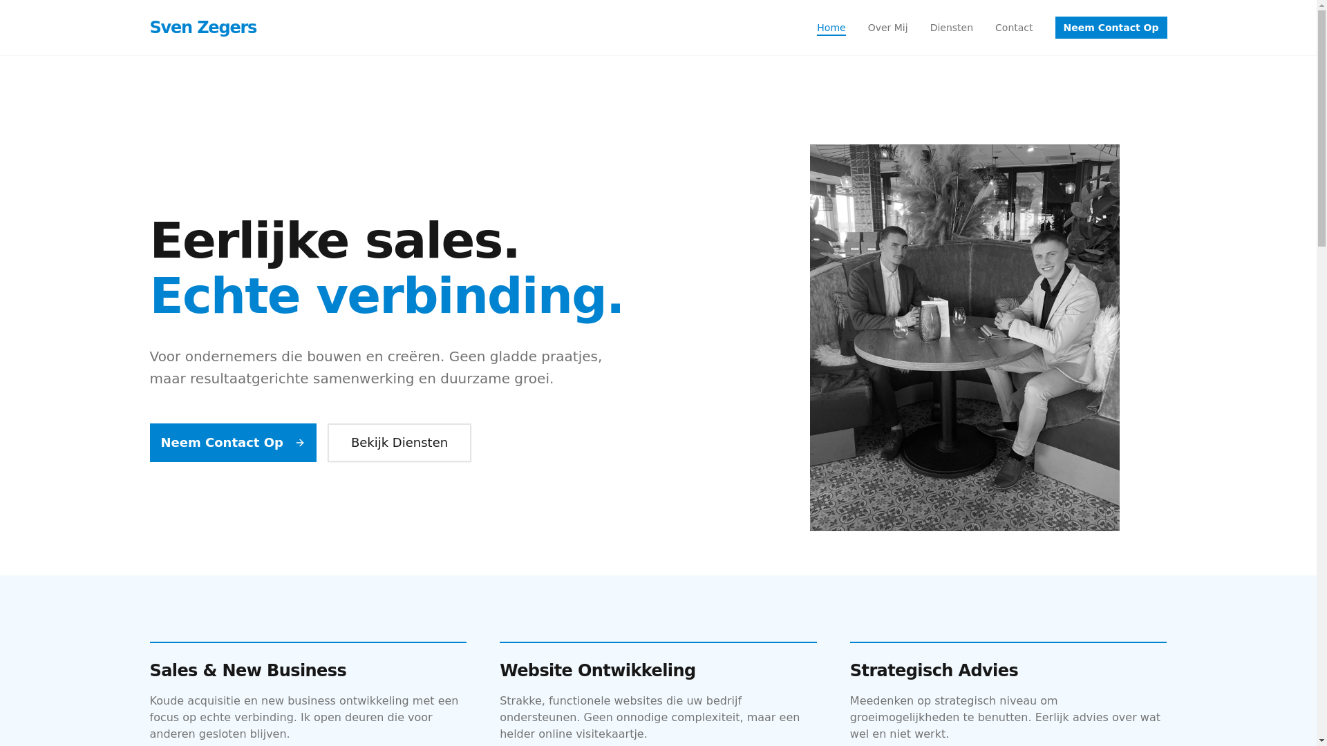 website screenshot of https://svenzegers.nl/