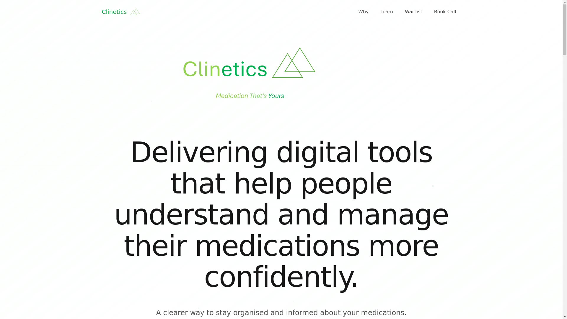 website screenshot of https://clinetics.ai/