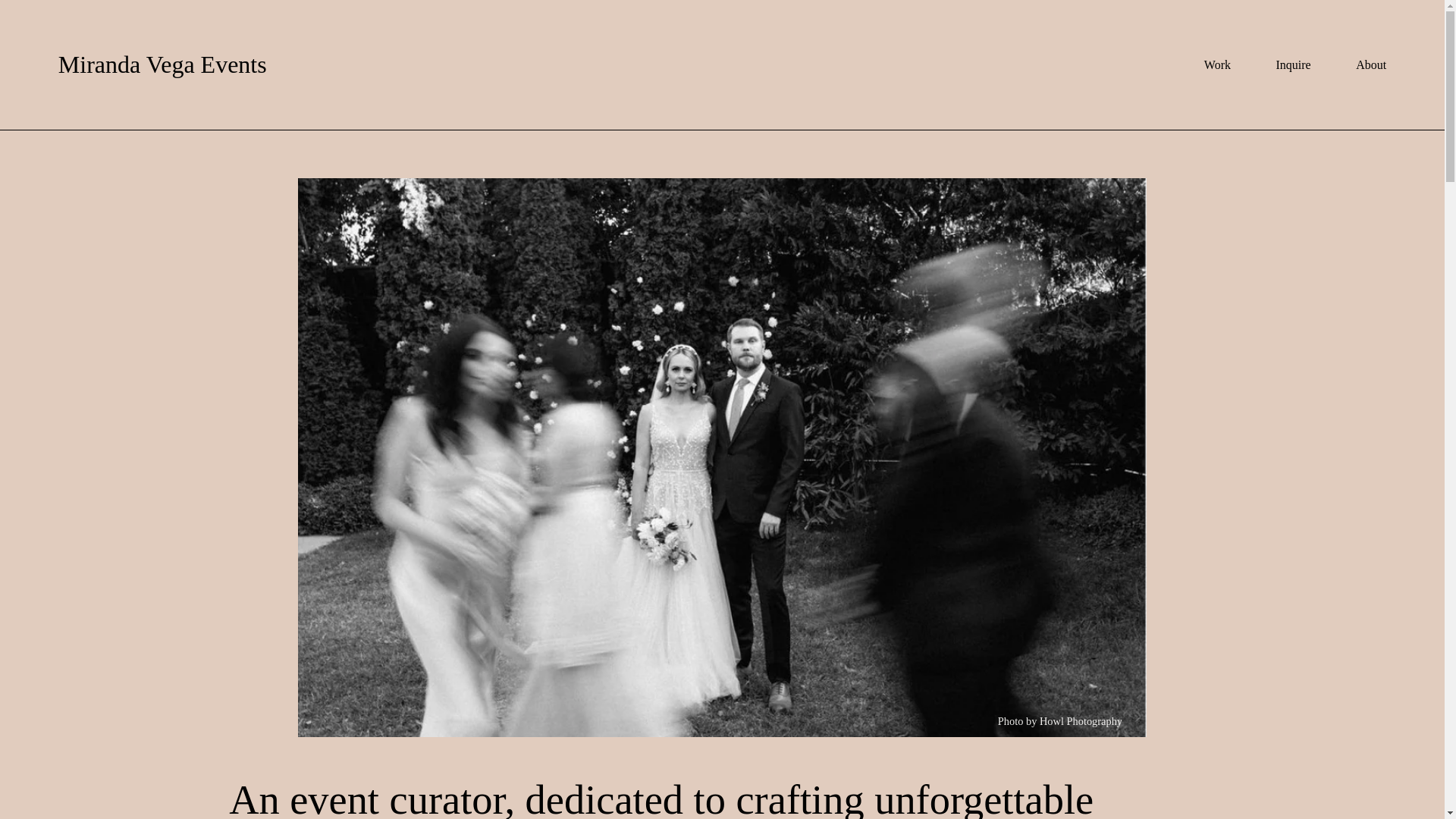 website screenshot of https://mirandavegaevents.com/