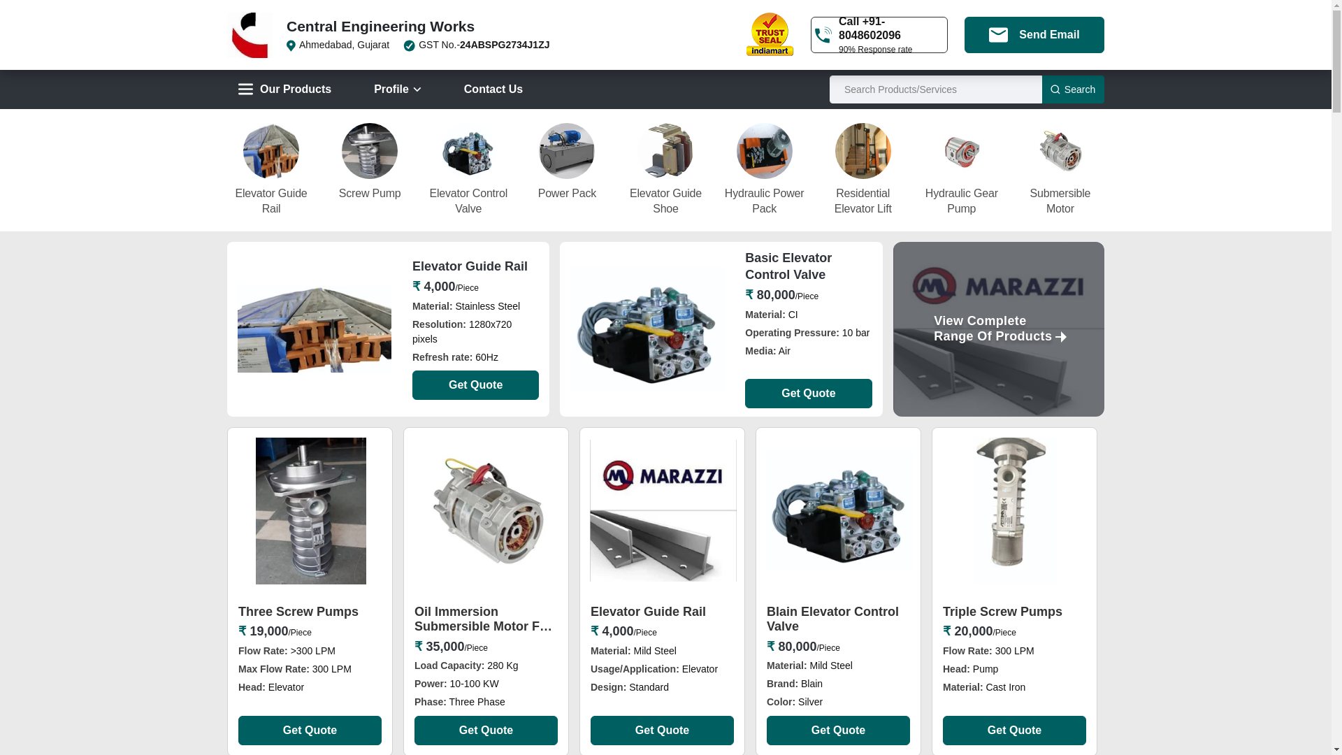 website screenshot of https://centralengineeringworks.in/