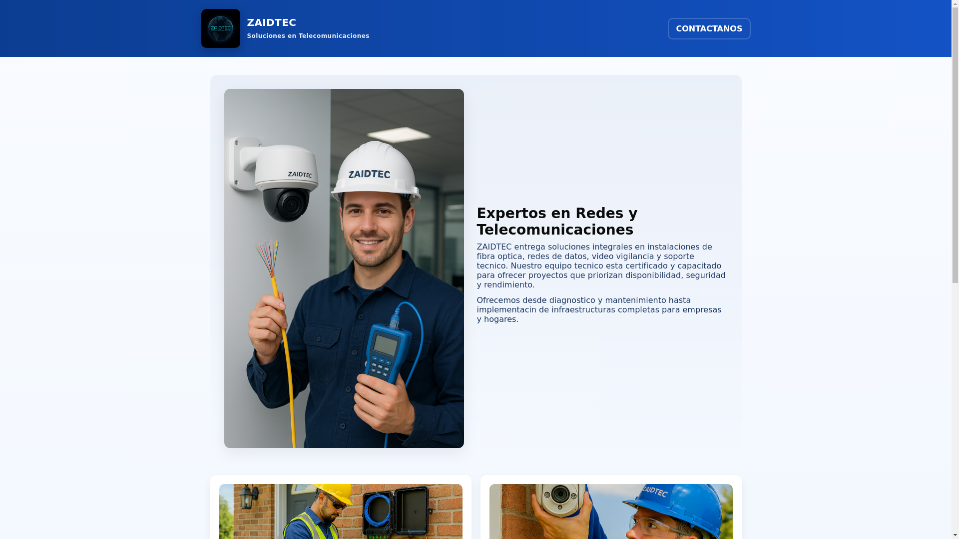website screenshot of https://zaidtec.cl/