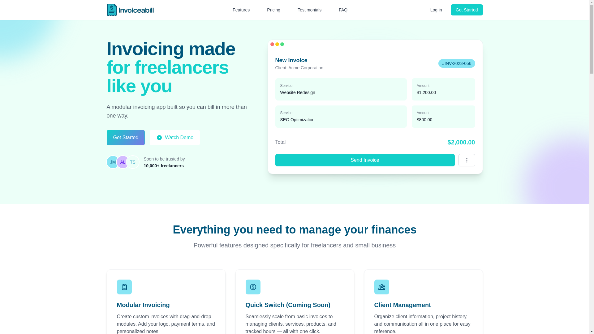 website screenshot of https://invoiceabill.pages.dev/