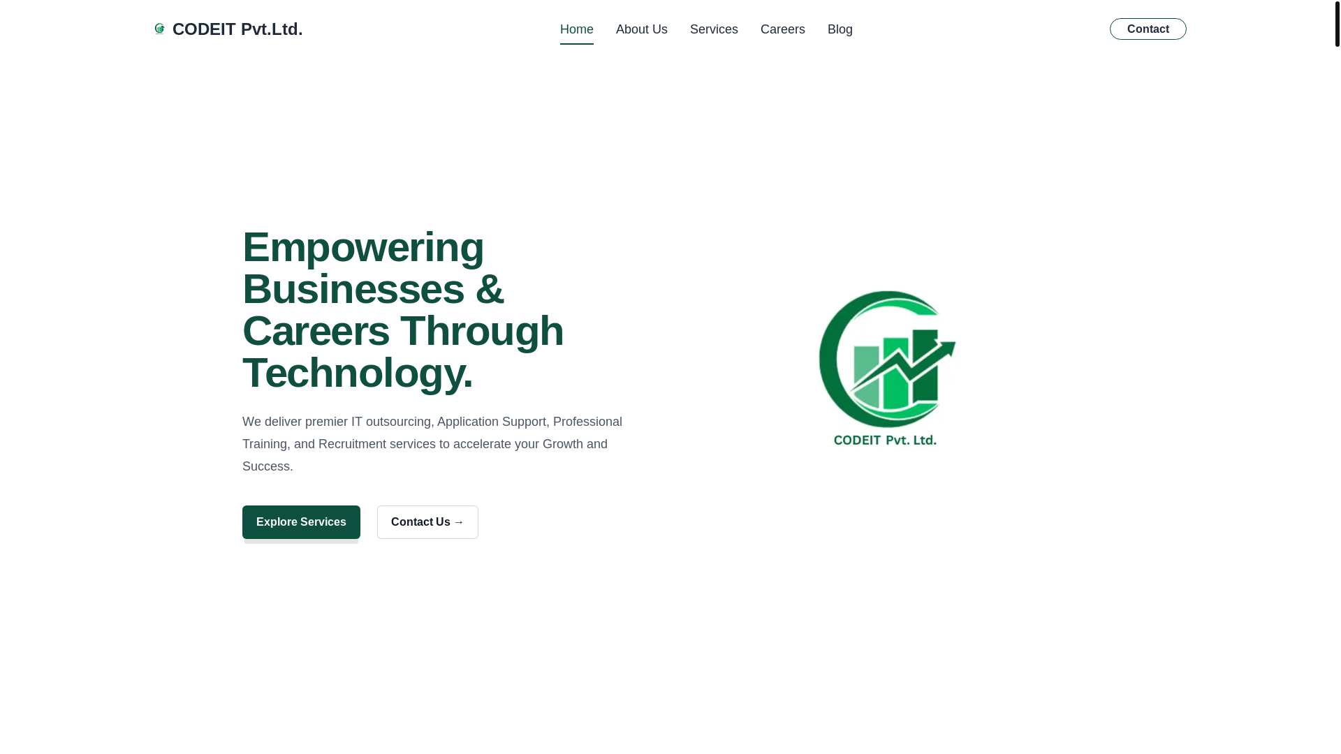 website screenshot of https://codeitinfotech.com/
