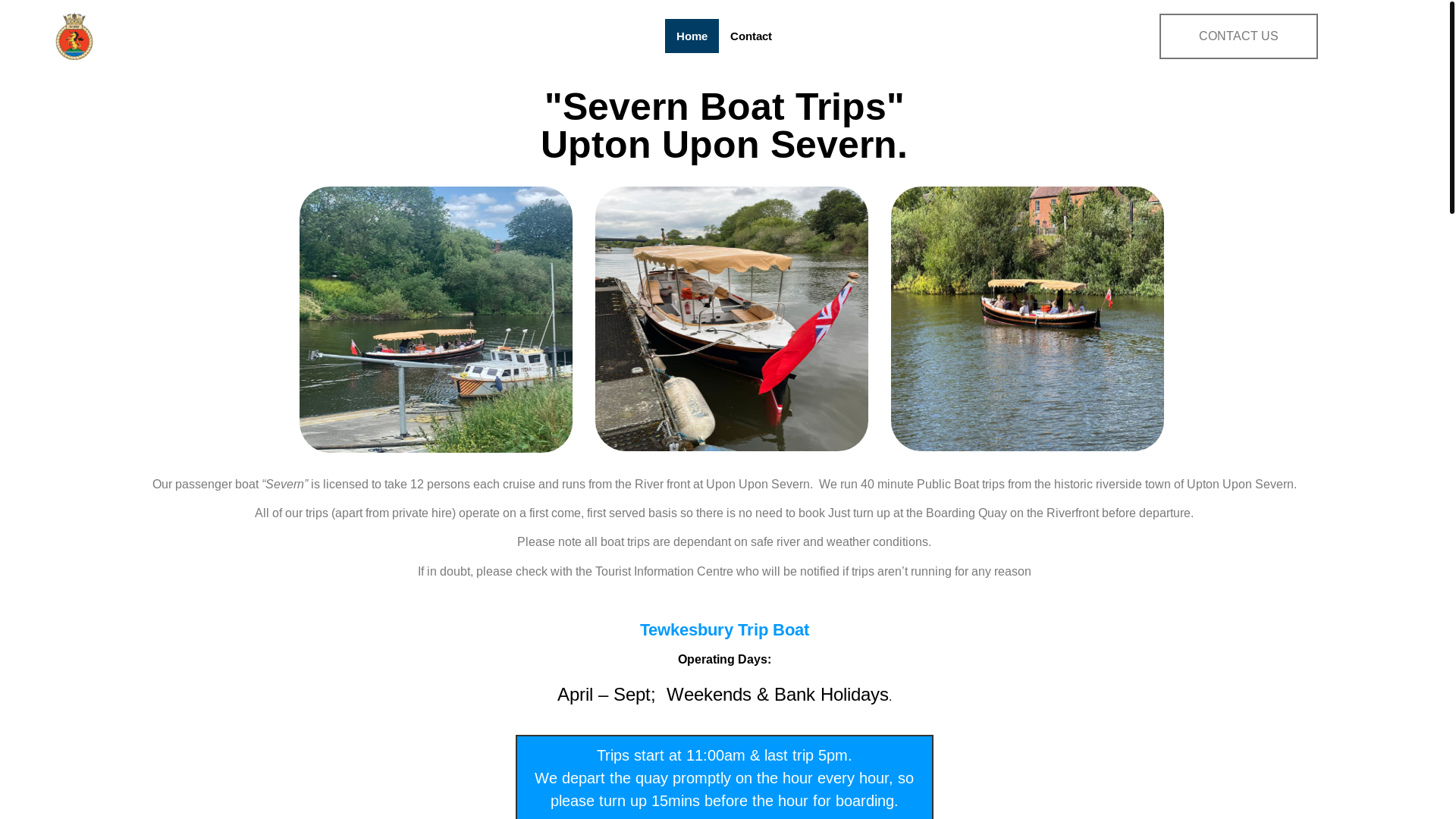 website screenshot of https://severnboattrips.co.uk/