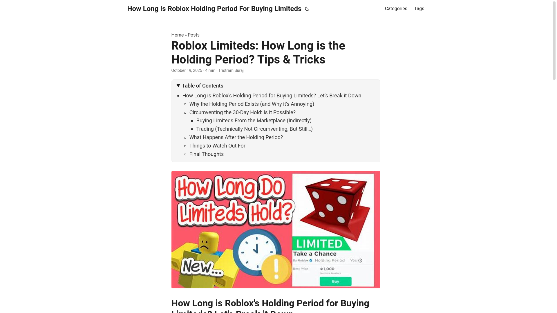 website screenshot of https://how-long-is-roblox-holding-period-for-buying-limiteds.pages.dev/