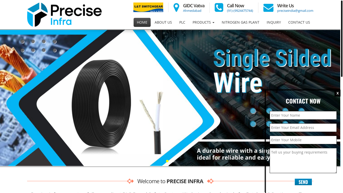 website screenshot of https://preciseinfra.com/