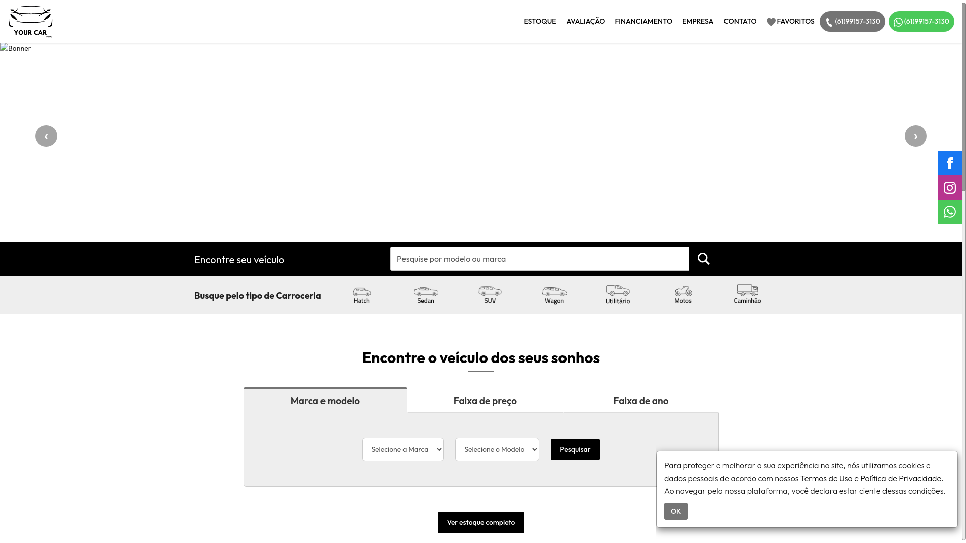 website screenshot of https://yourcarbrasil.com.br/