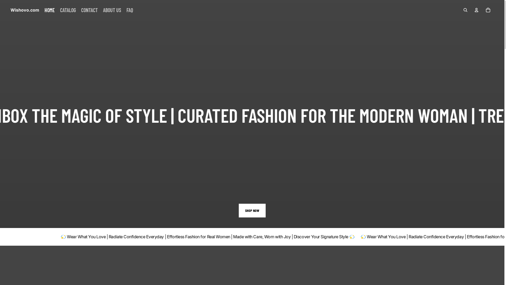 website screenshot of https://wishovo.com