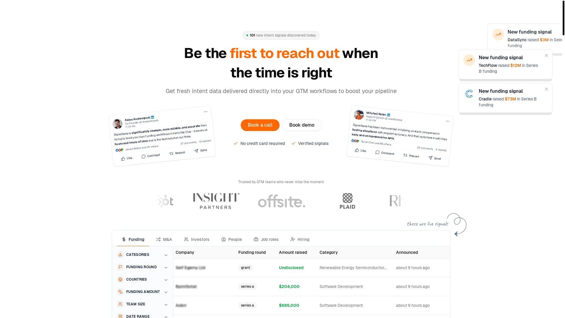 website screenshot of https://trysignalbase.com/