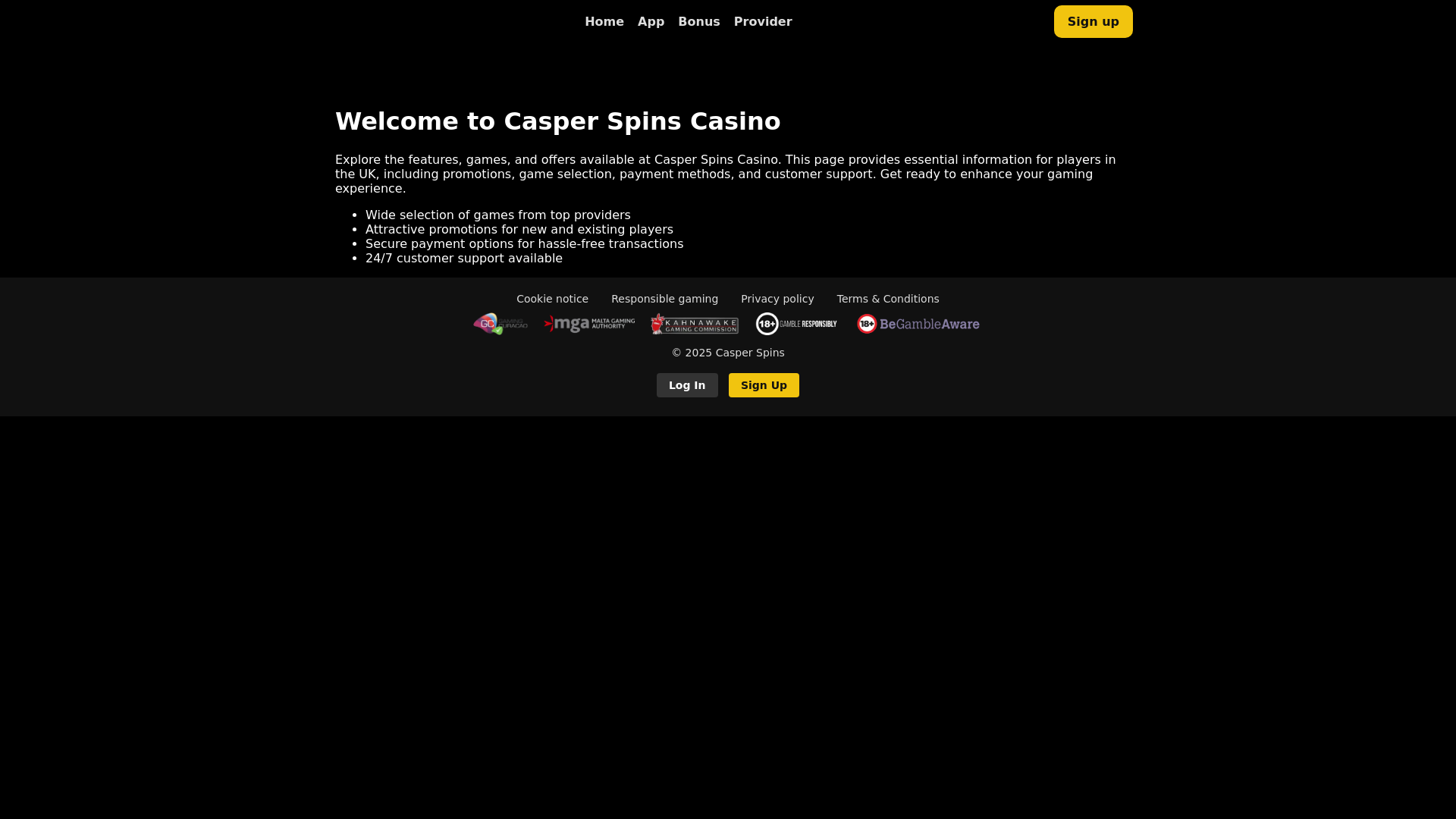 website screenshot of https://casperspins-bet.pages.dev/